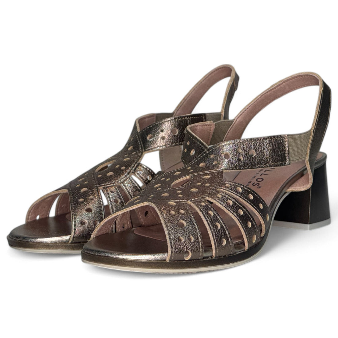 Sandalias Pitillos Tacón Troqueladas 10530 Bronce - imagen 5