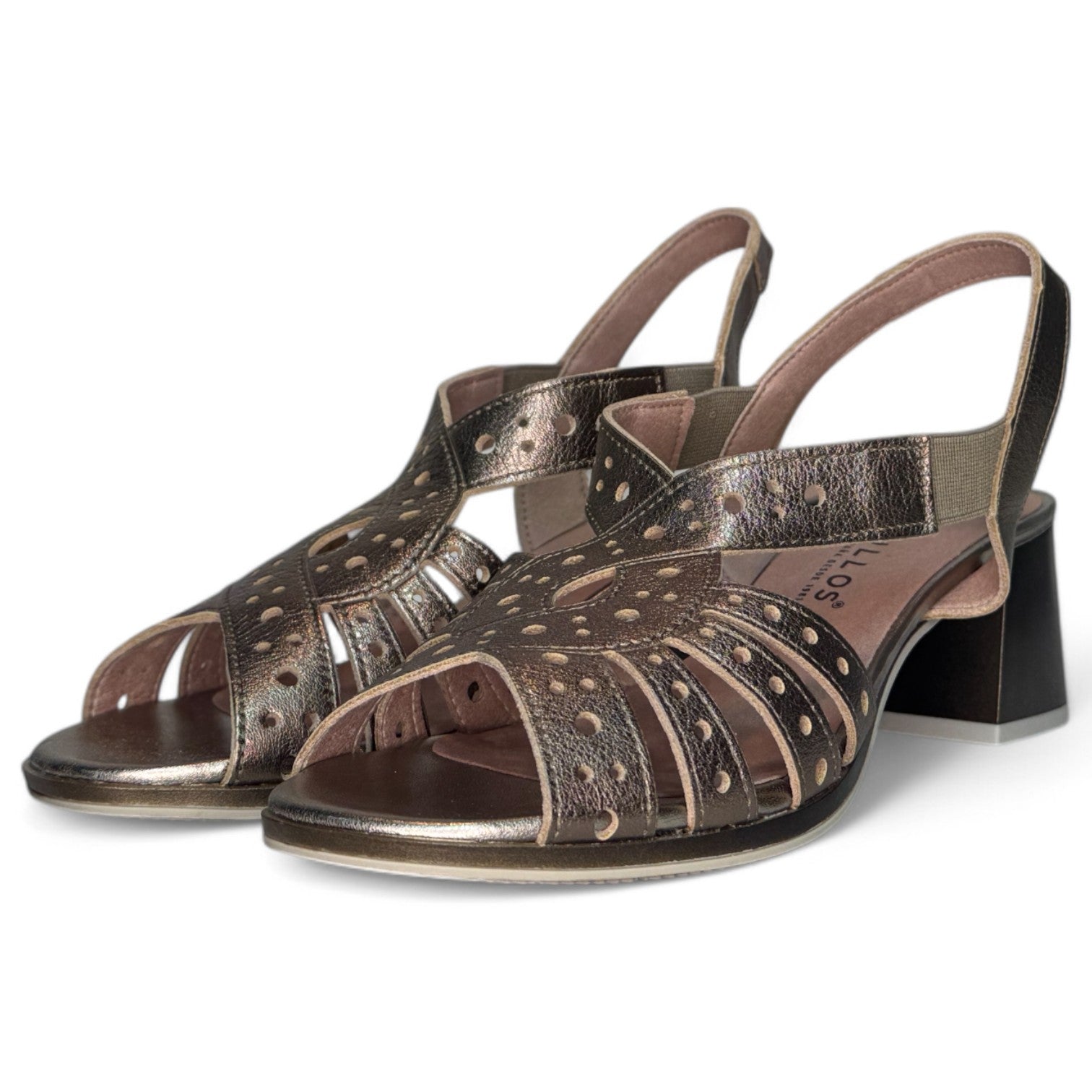 Sandalias Pitillos Tacón Troqueladas 10530 Bronce - imagen 5