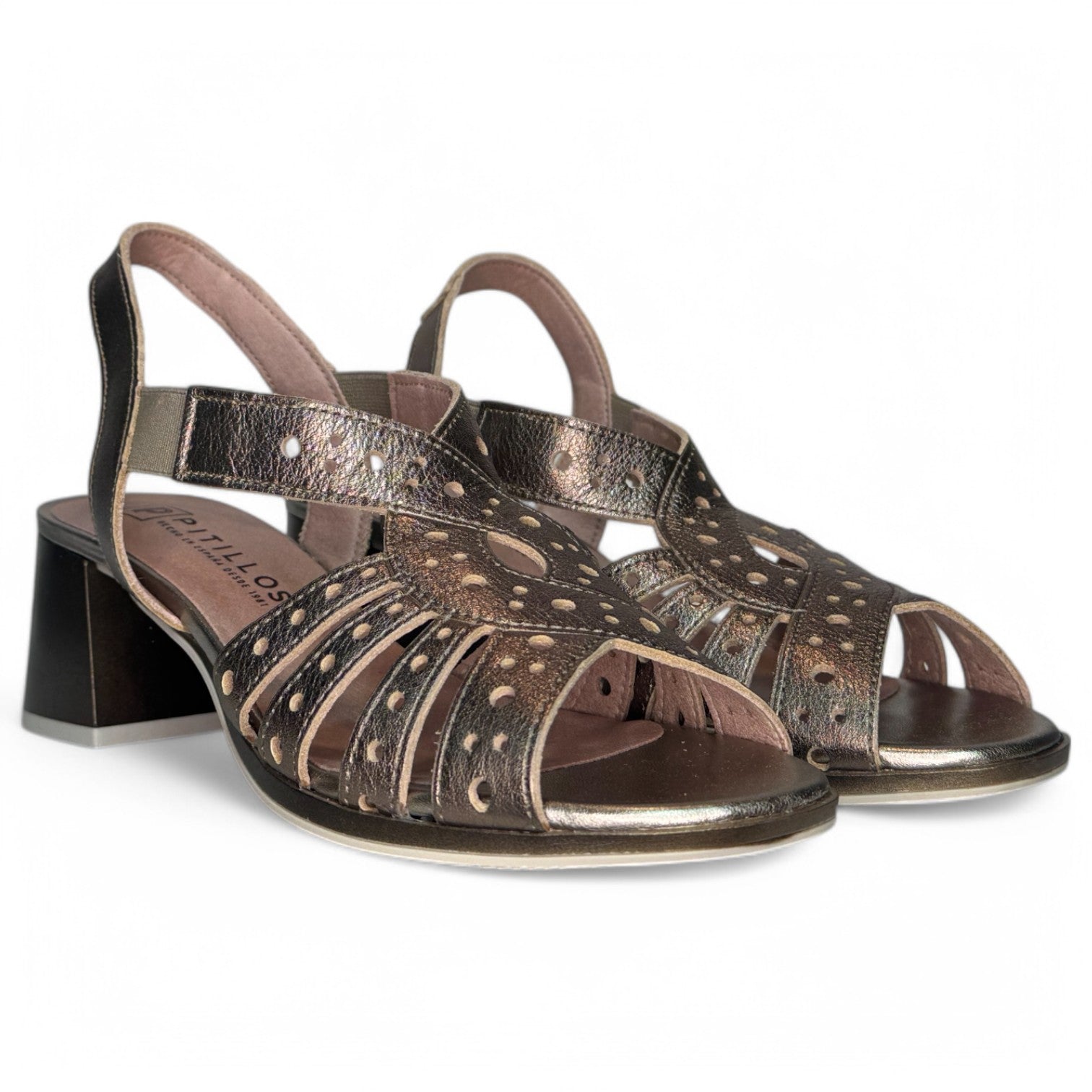 Sandalias Pitillos Tacón Troqueladas 10530 Bronce - imagen 3