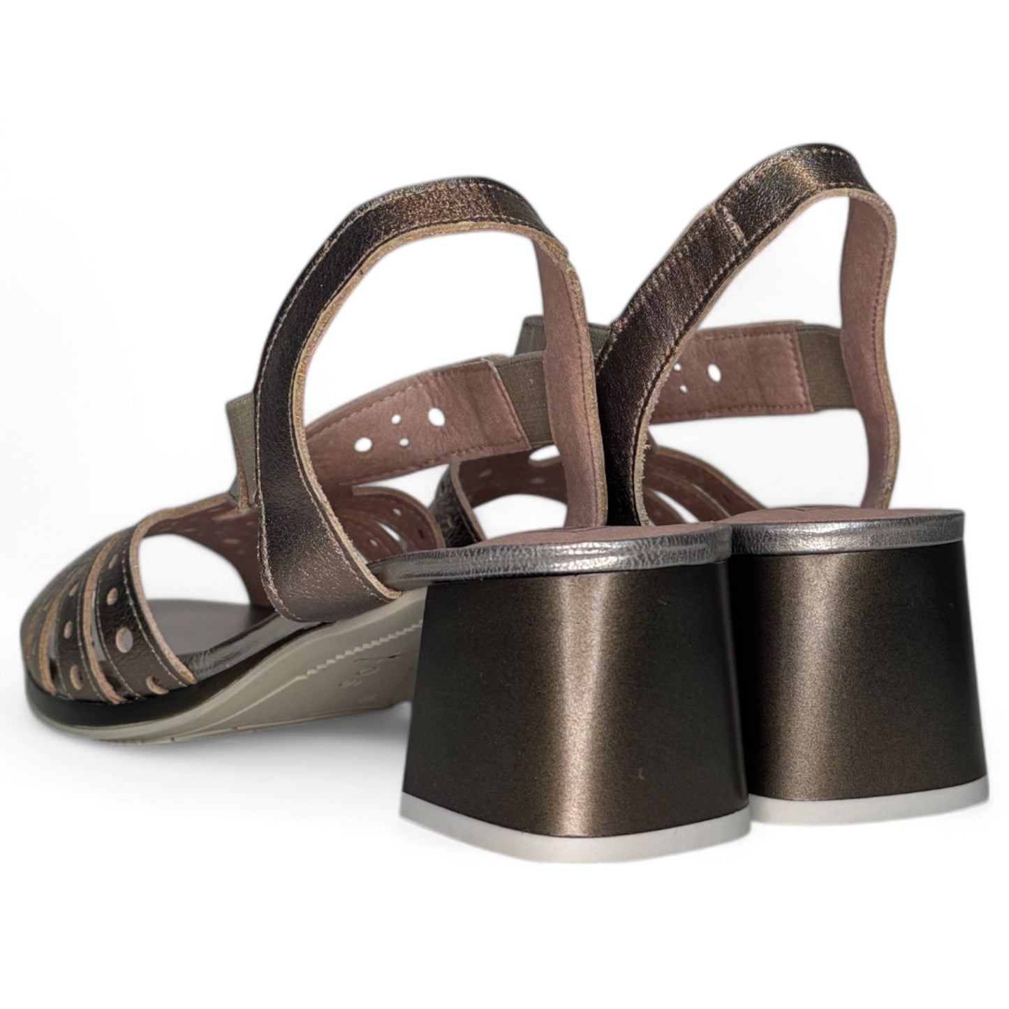 Sandalias Pitillos Tacón Troqueladas 10530 Bronce - imagen 6
