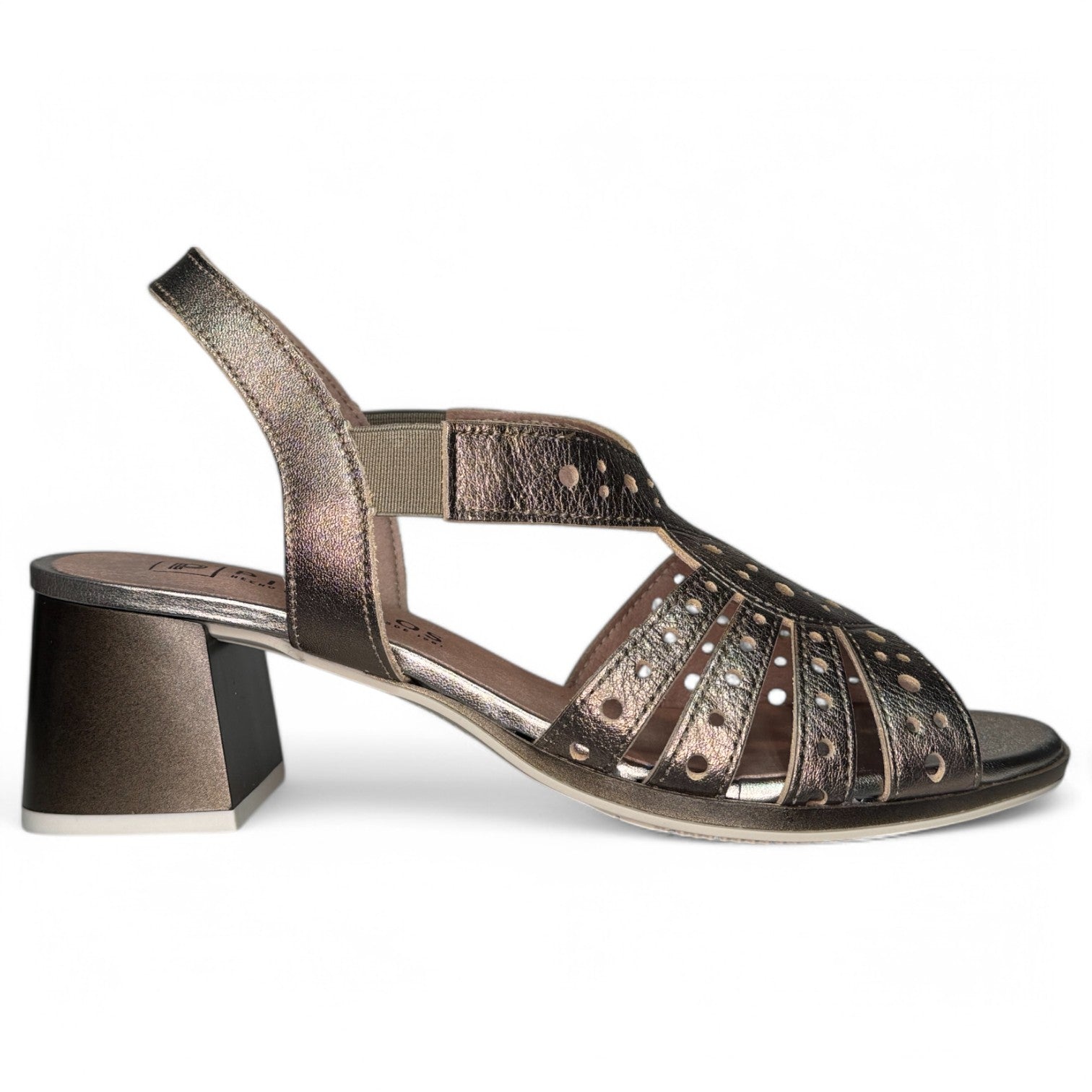 Sandalias Pitillos Tacón Troqueladas 10530 Bronce - imagen 1