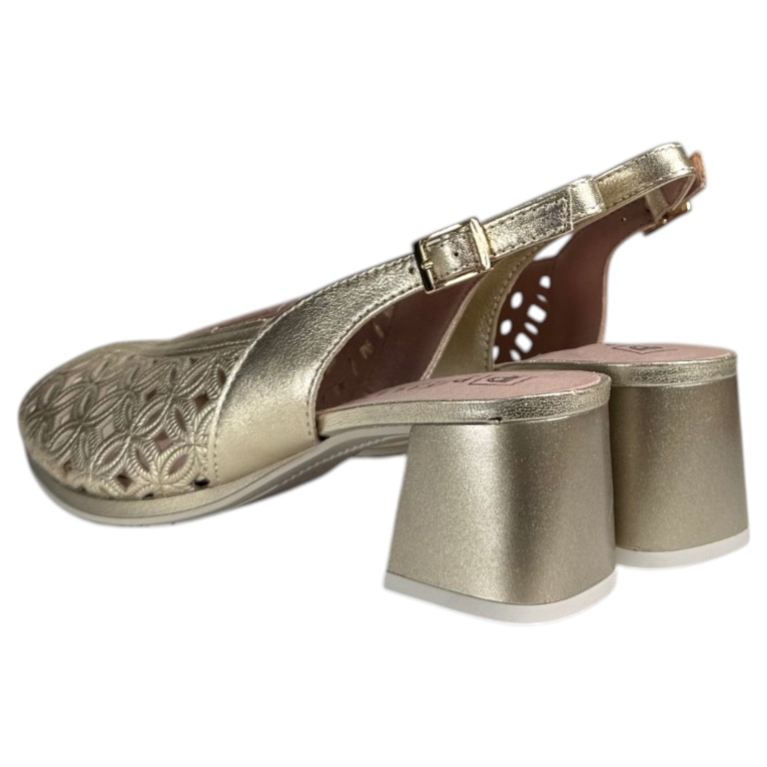 Sandalias Pitillos Troqueladas Tacón 11210 Oro - imagen 6