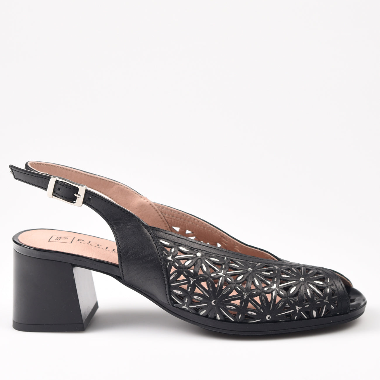 Sandalias Pitillos Troqueladas Tacón 5695 Negro - imagen 1