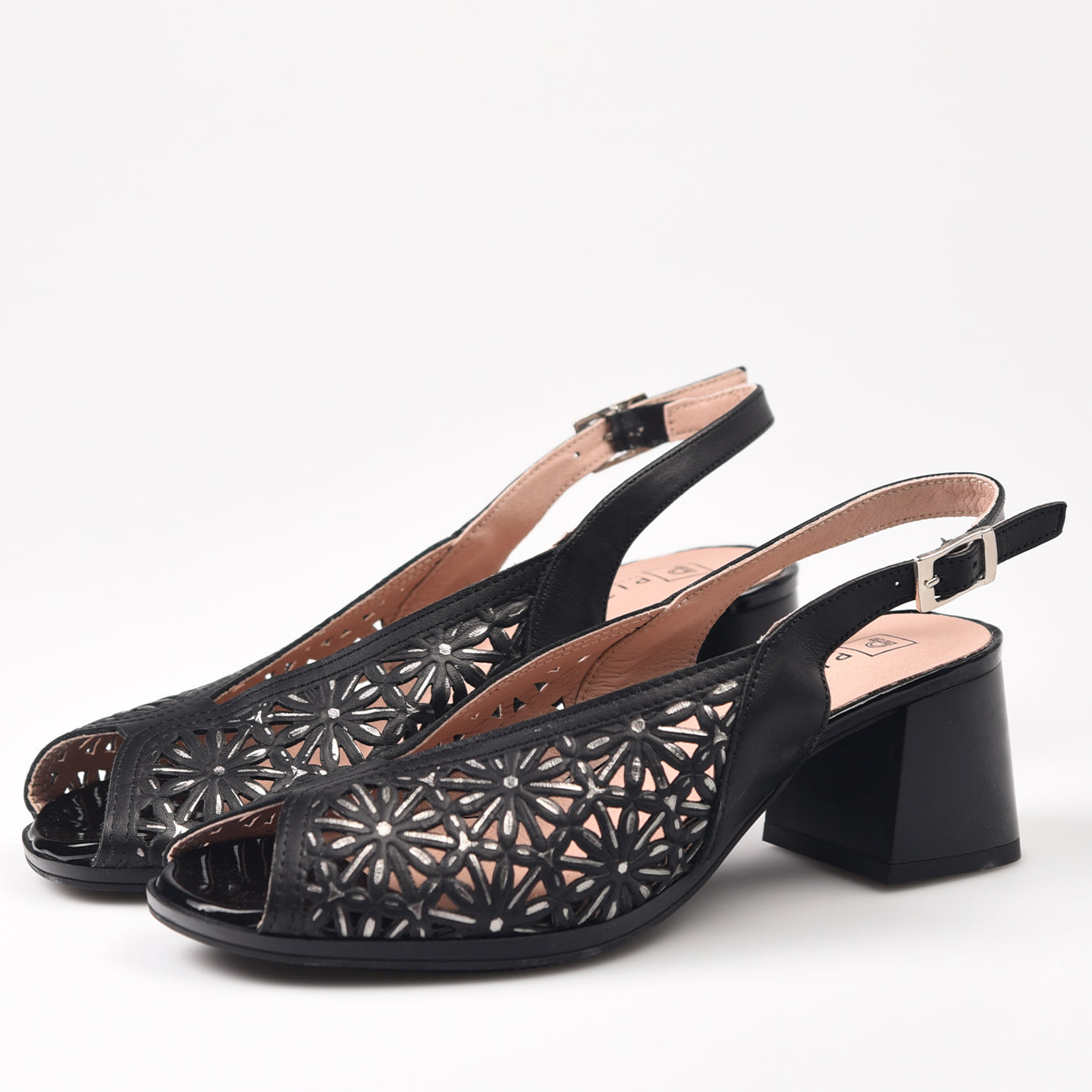 Sandalias Pitillos Troqueladas Tacón 5695 Negro - imagen 3