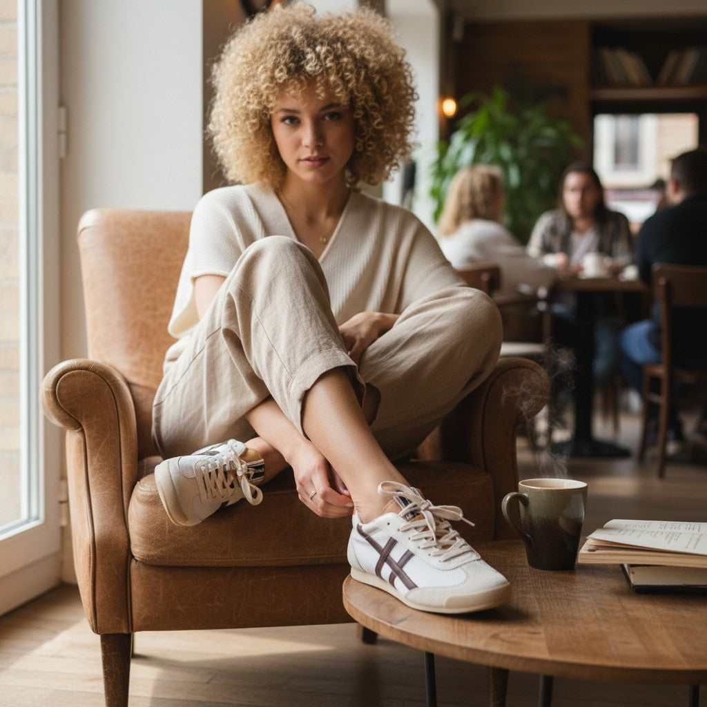 Zapatillas Corina Retro M6035 Beige Café - imagen 2