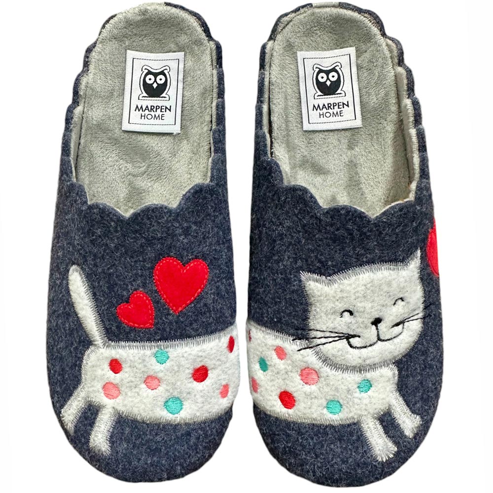 Zapatillas de Casa Marpen Slippers Gato Lunares 308IV24 Marino - imagen 1