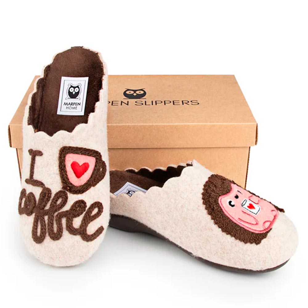 Zapatillas de Casa Marpen Slippers I Love Coffee 305IV24 Beig - imagen 7