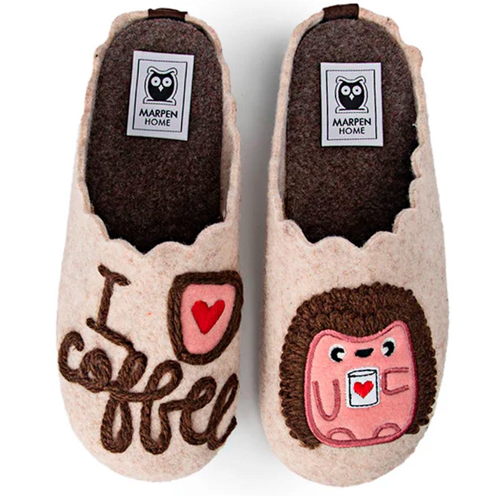 Zapatillas de Casa Marpen Slippers I Love Coffee 305IV24 Beig - imagen 1