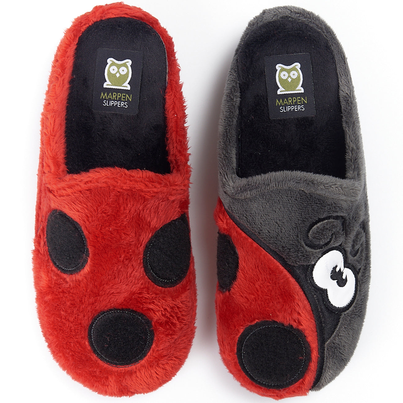 Zapatillas de Casa Marpen Slippers Mariquita 48IV20 Gris y Rojo - imagen 1