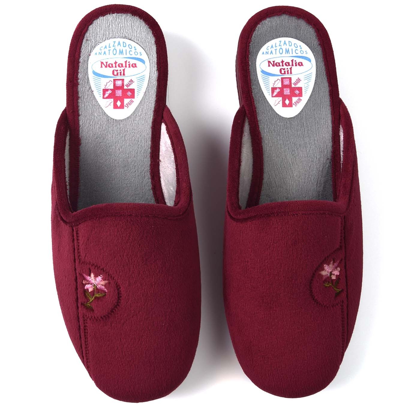 Zapatillas de Casa Natalia Gil Flor Bordada 102 Burdeos - imagen 1