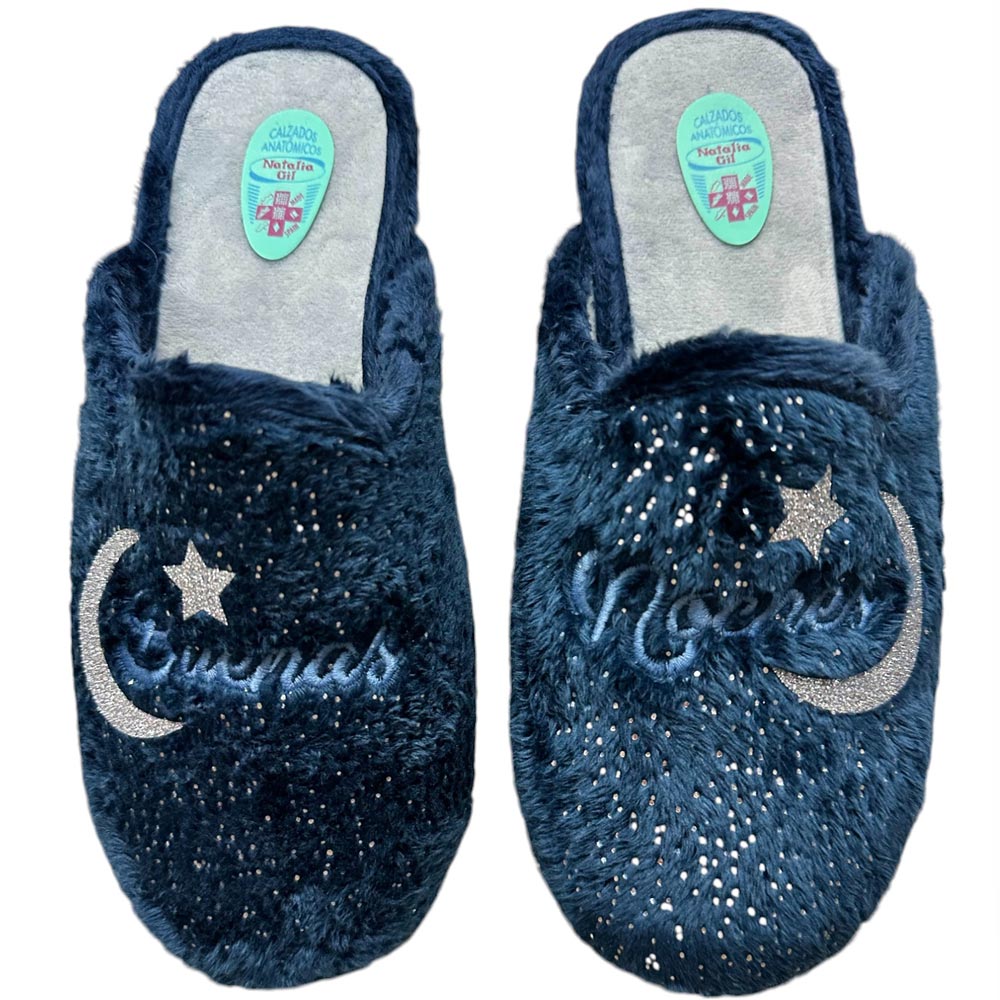 Zapatillas de Casa Natalia Gil Buenas Noches Purpurina 5025 Marino - imagen 1