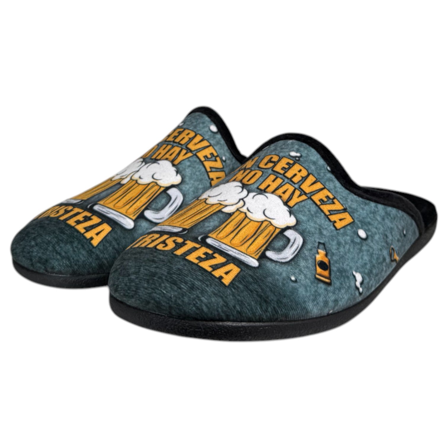 Zapatillas de Casa Natalia Gil Con Cerveza No Hay Tristeza 6068 Negro - imagen 4