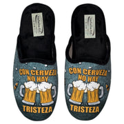 Zapatillas de Casa Natalia Gil Con Cerveza No Hay Tristeza 6068 Negro