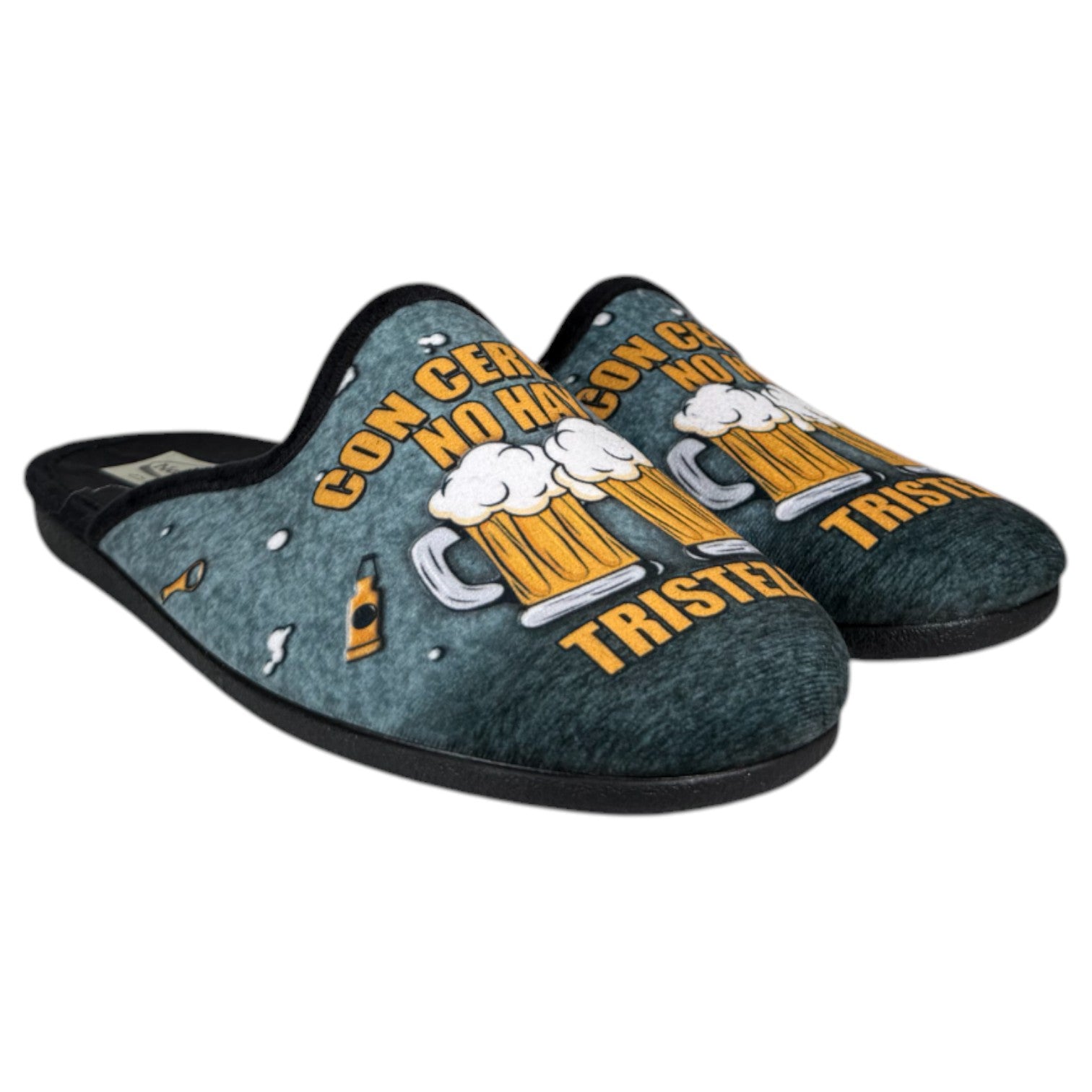 Zapatillas de Casa Natalia Gil Con Cerveza No Hay Tristeza 6068 Negro - imagen 3