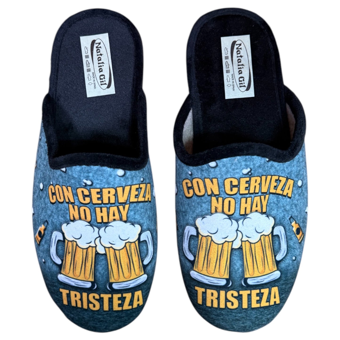 Zapatillas de Casa Natalia Gil Con Cerveza No Hay Tristeza 6068 Negro - imagen 7