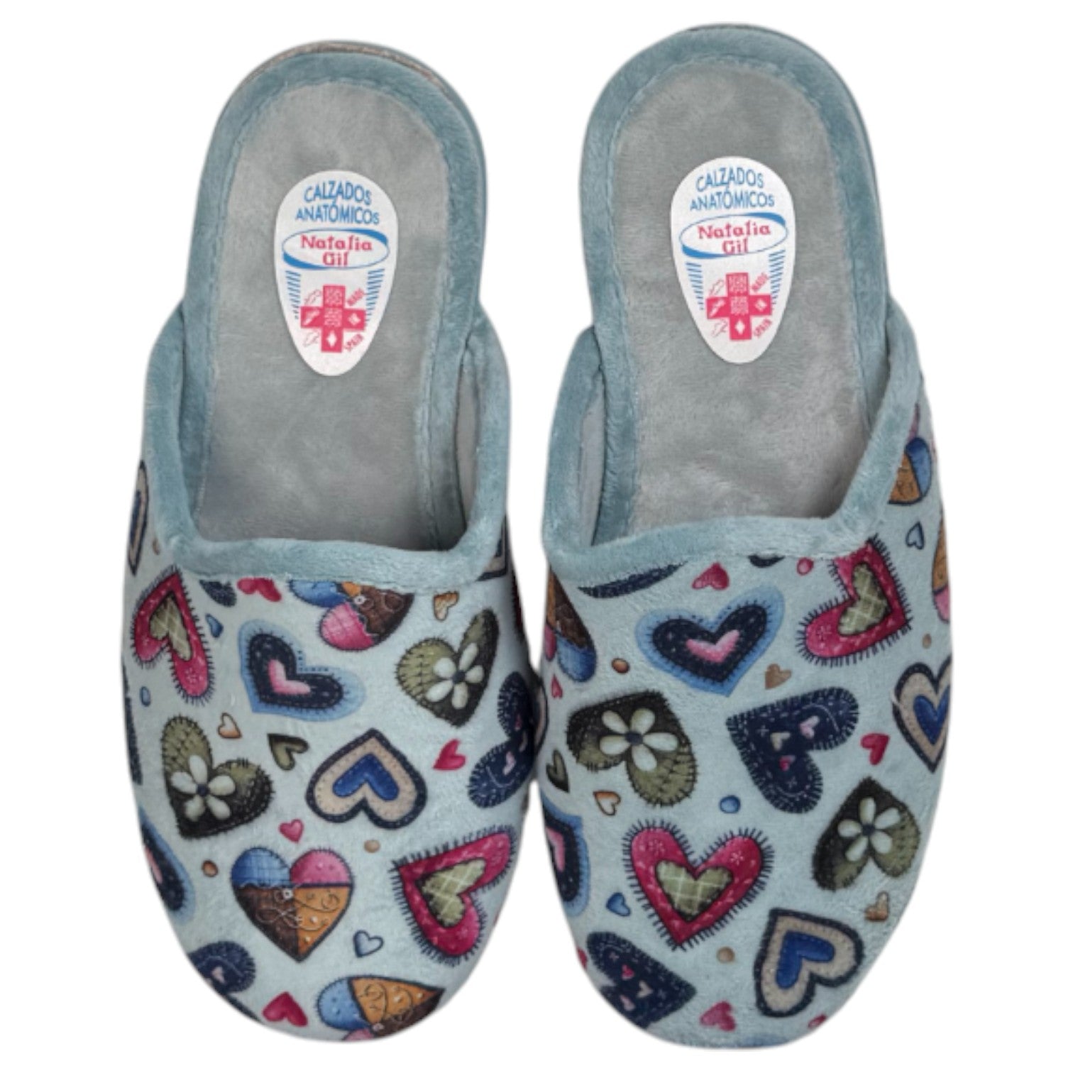 Zapatillas de Casa Natalia Gil Corazones 5013 Azul - imagen 1