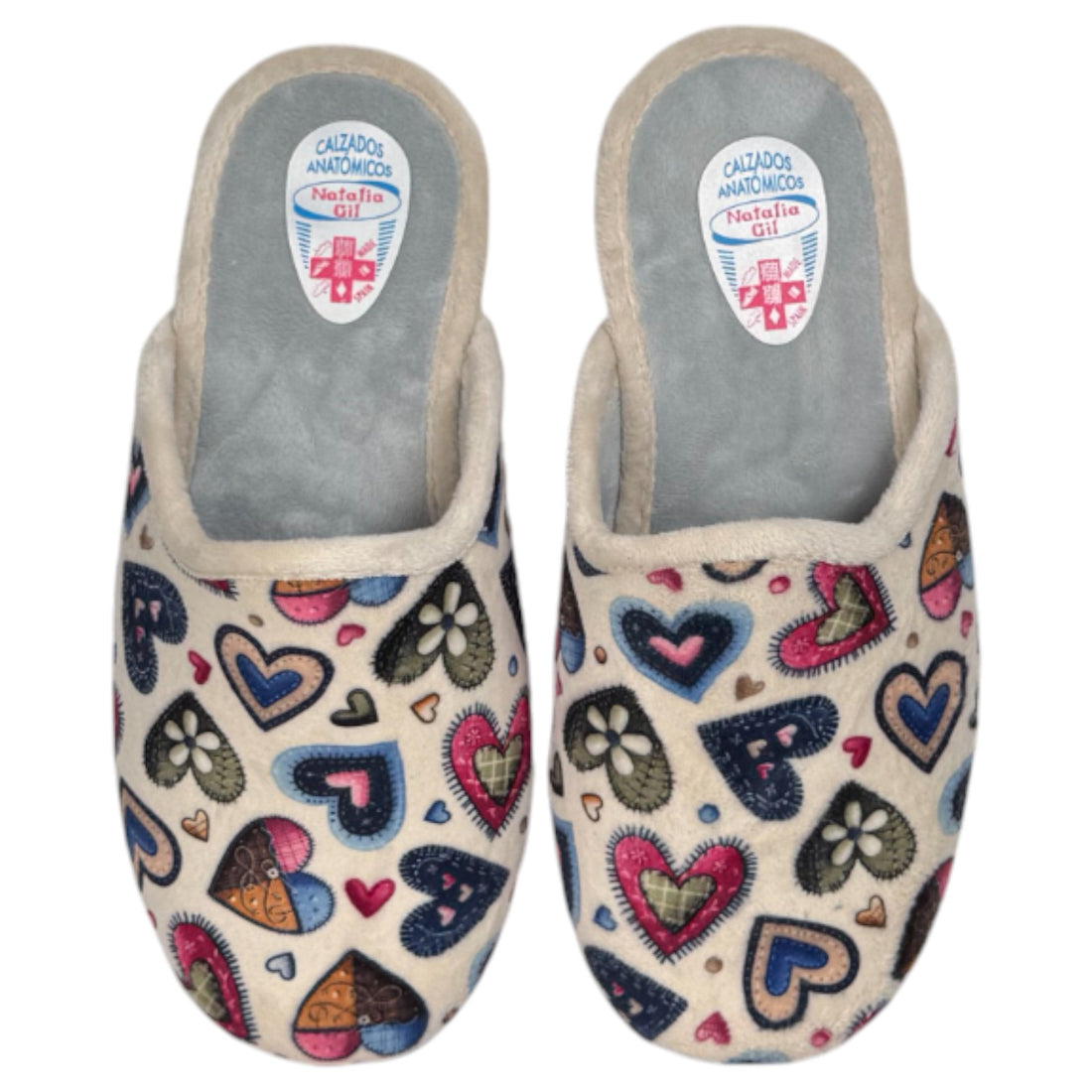 Zapatillas de Casa Natalia Gil Corazones 5013 Beige - imagen 1