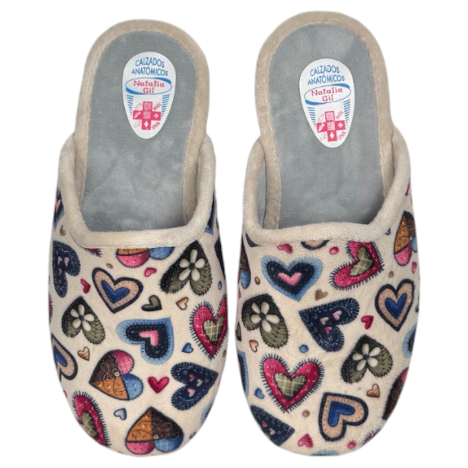 Zapatillas de Casa Natalia Gil Corazones 5013 Beige - imagen 1