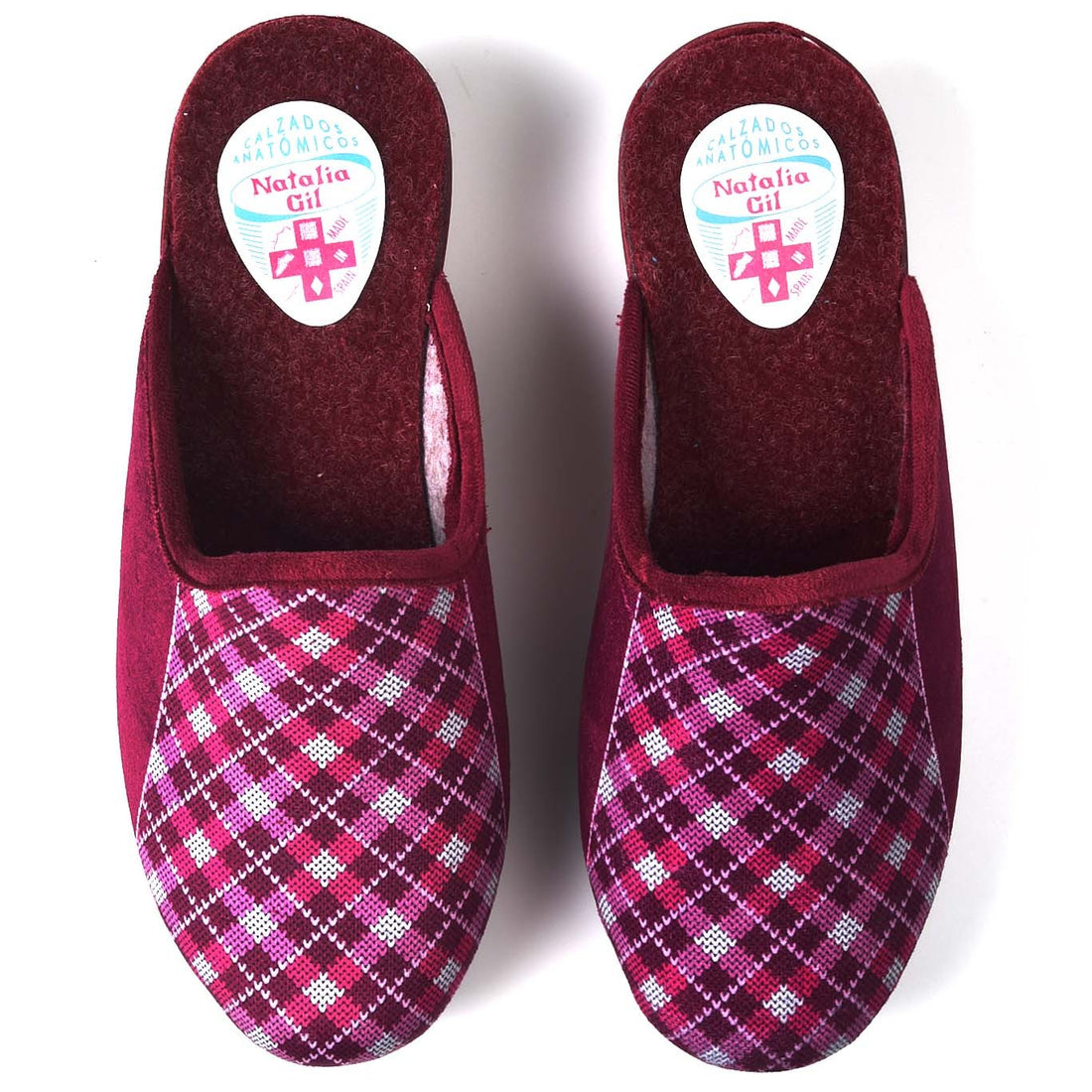 Zapatillas de Casa Natalia Gil Cuadros 308 Burdeos - imagen 1