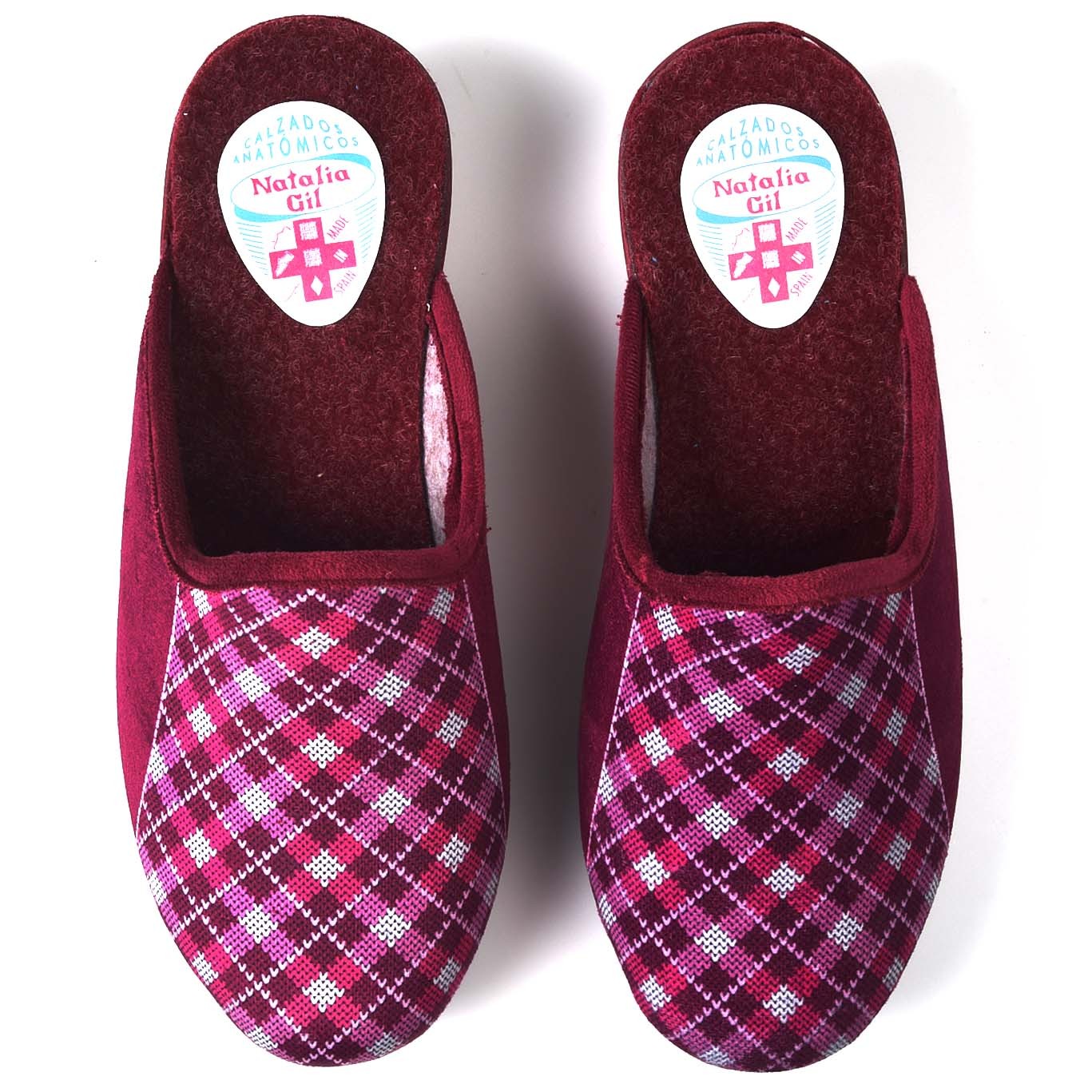 Zapatillas de Casa Natalia Gil Cuadros 308 Burdeos - imagen 1