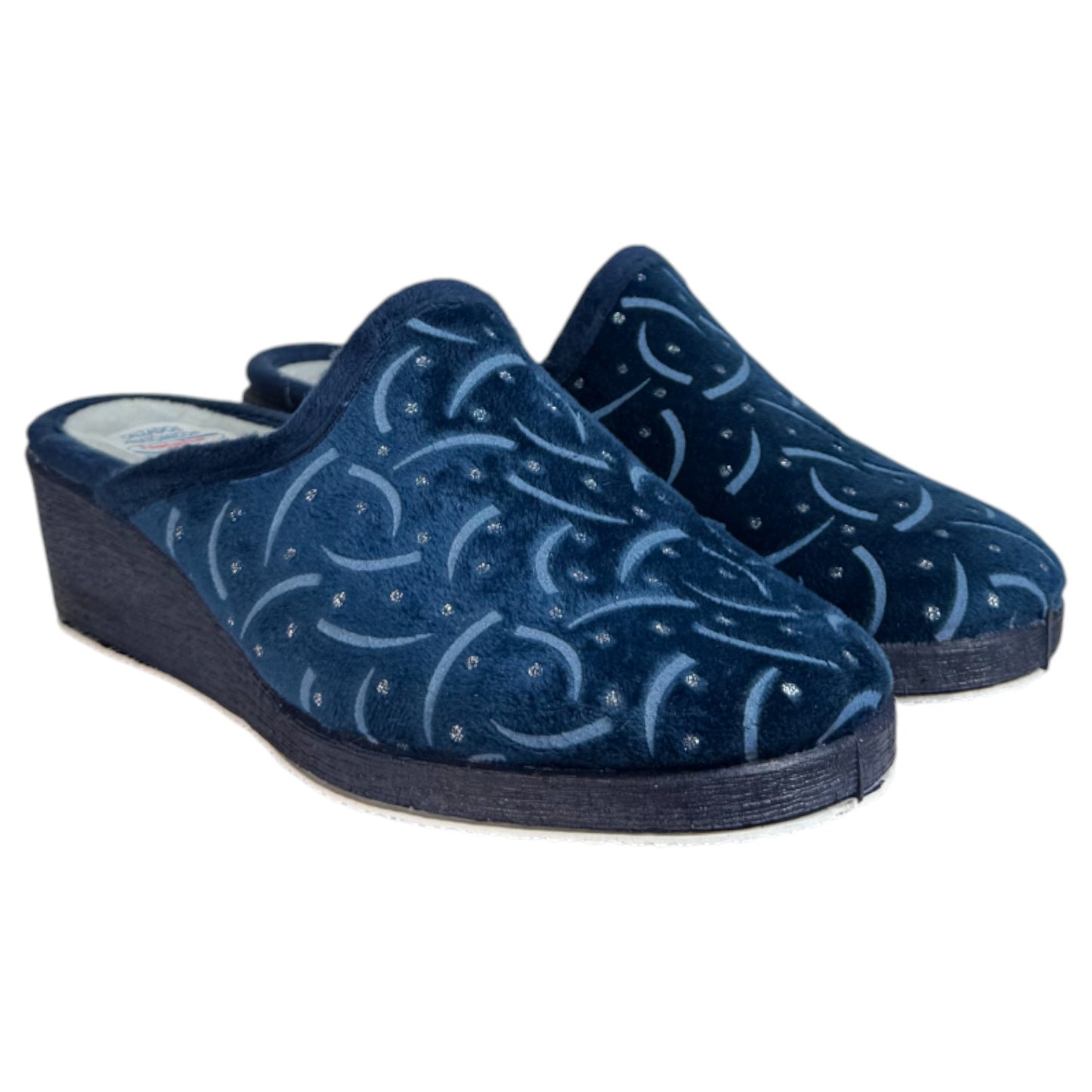 Zapatillas de Casa Natalia Gil Cuña Estampado 2405 Marino - imagen 3