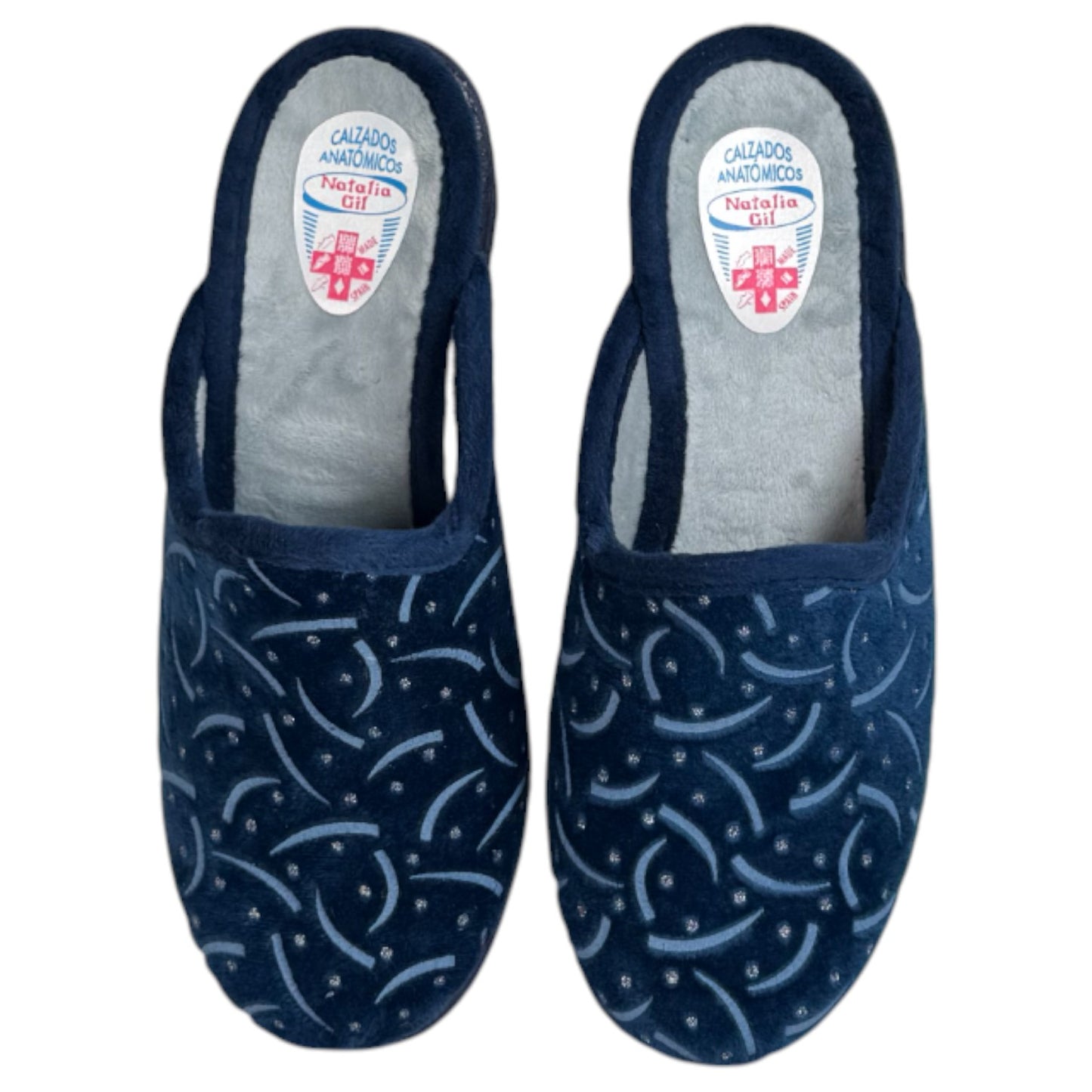 Zapatillas de Casa Natalia Gil Cuña Estampado 2405 Marino - imagen 1