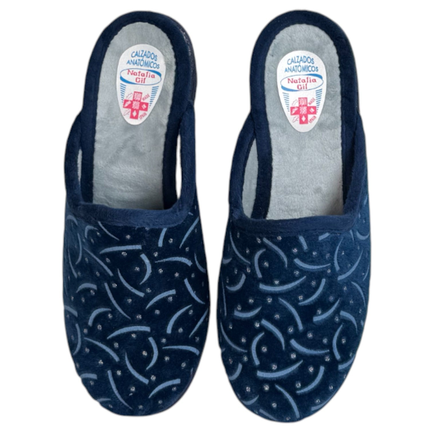 Zapatillas de Casa Natalia Gil Cuña Estampado 2405 Marino - imagen 1