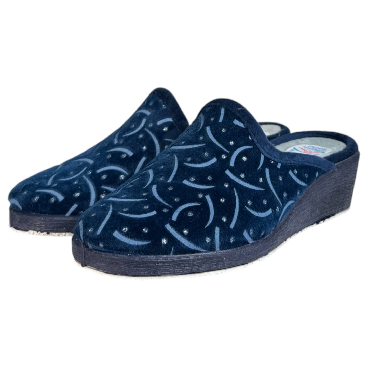 Zapatillas de Casa Natalia Gil Cuña Estampado 2405 Marino - imagen 4