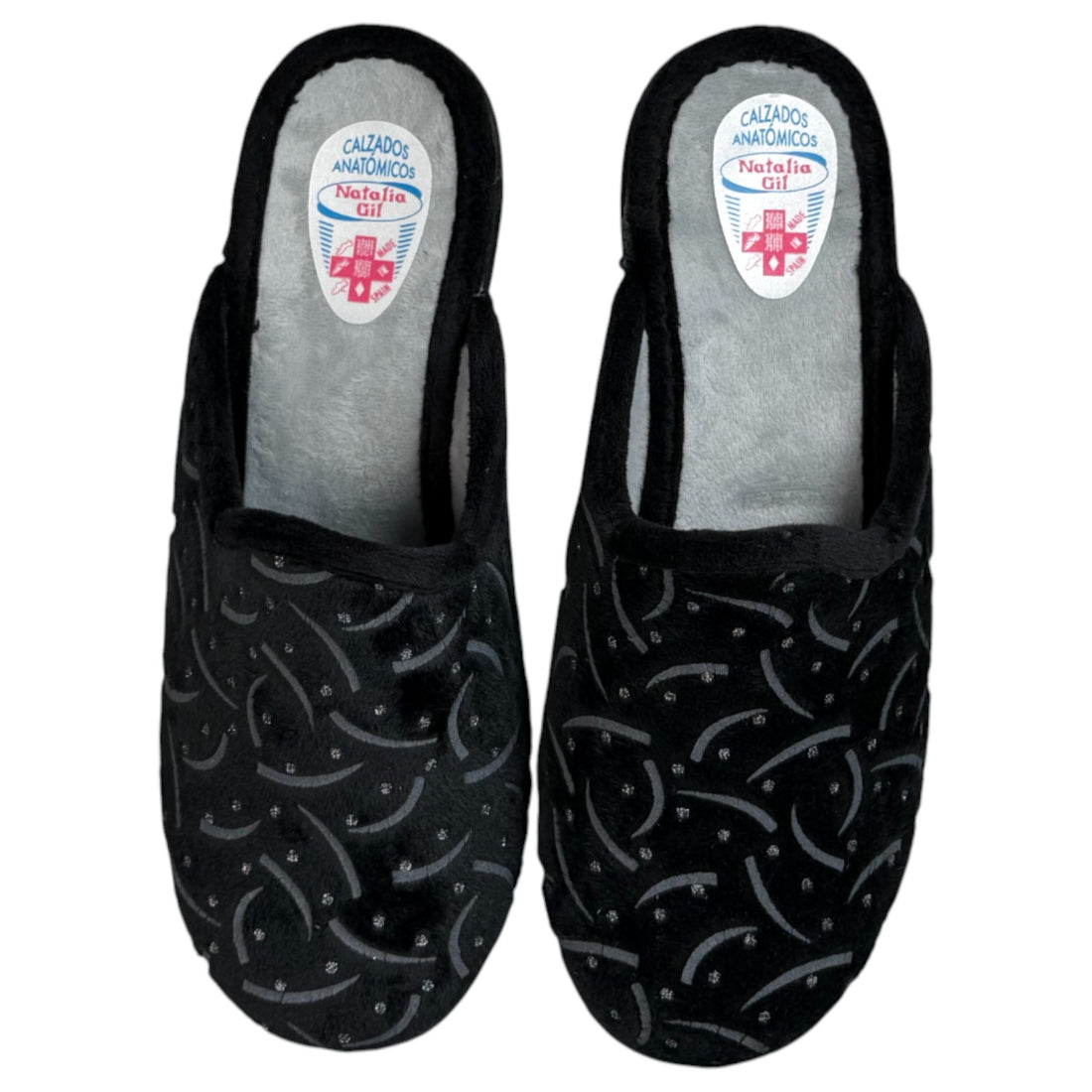 Zapatillas de Casa Natalia Gil Cuña Estampado 2405 Negro - imagen 1