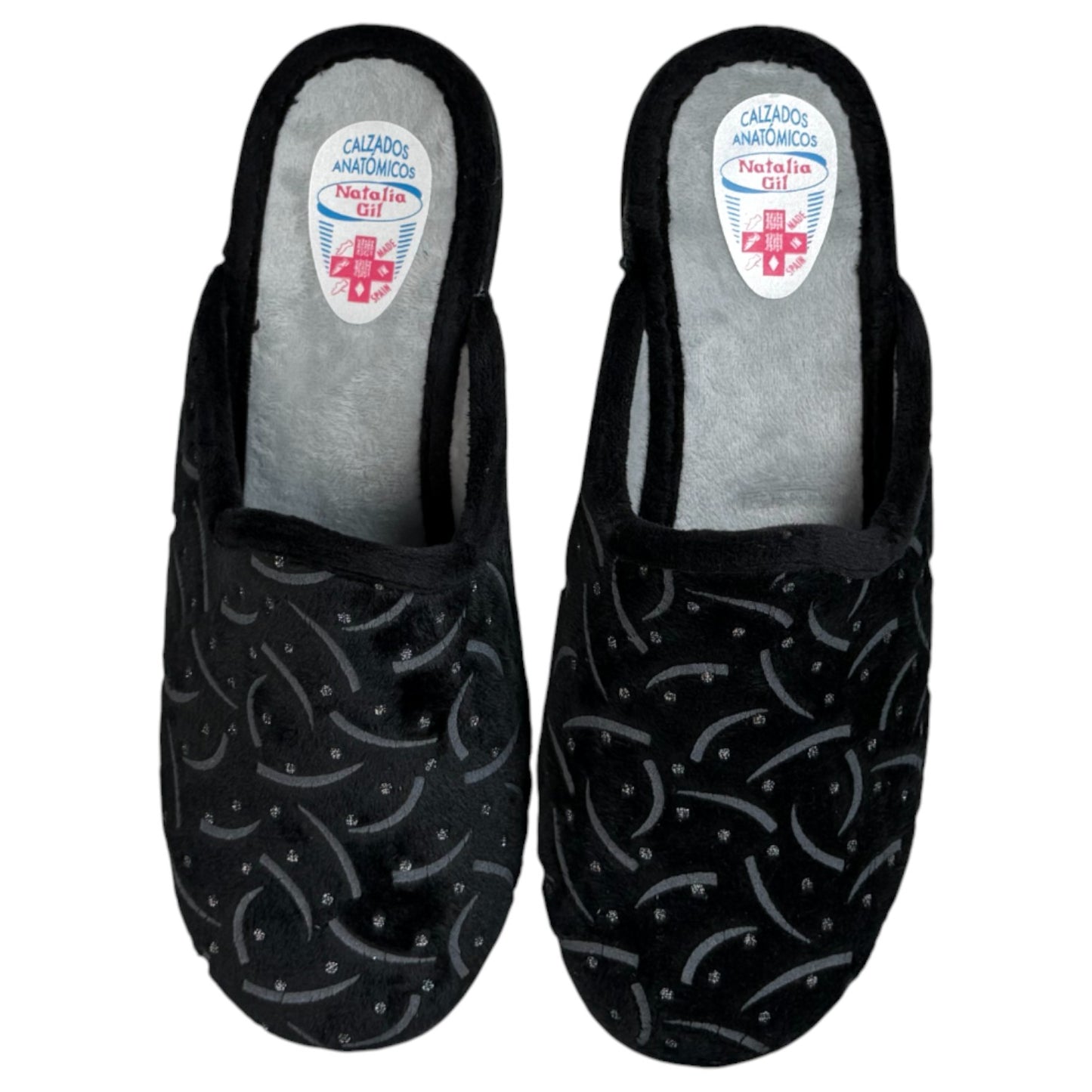 Zapatillas de Casa Natalia Gil Cuña Estampado 2405 Negro - imagen 1