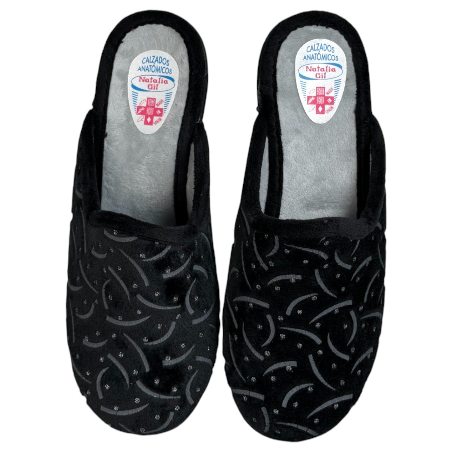 Zapatillas de Casa Natalia Gil Cuña Estampado 2405 Negro - imagen 1