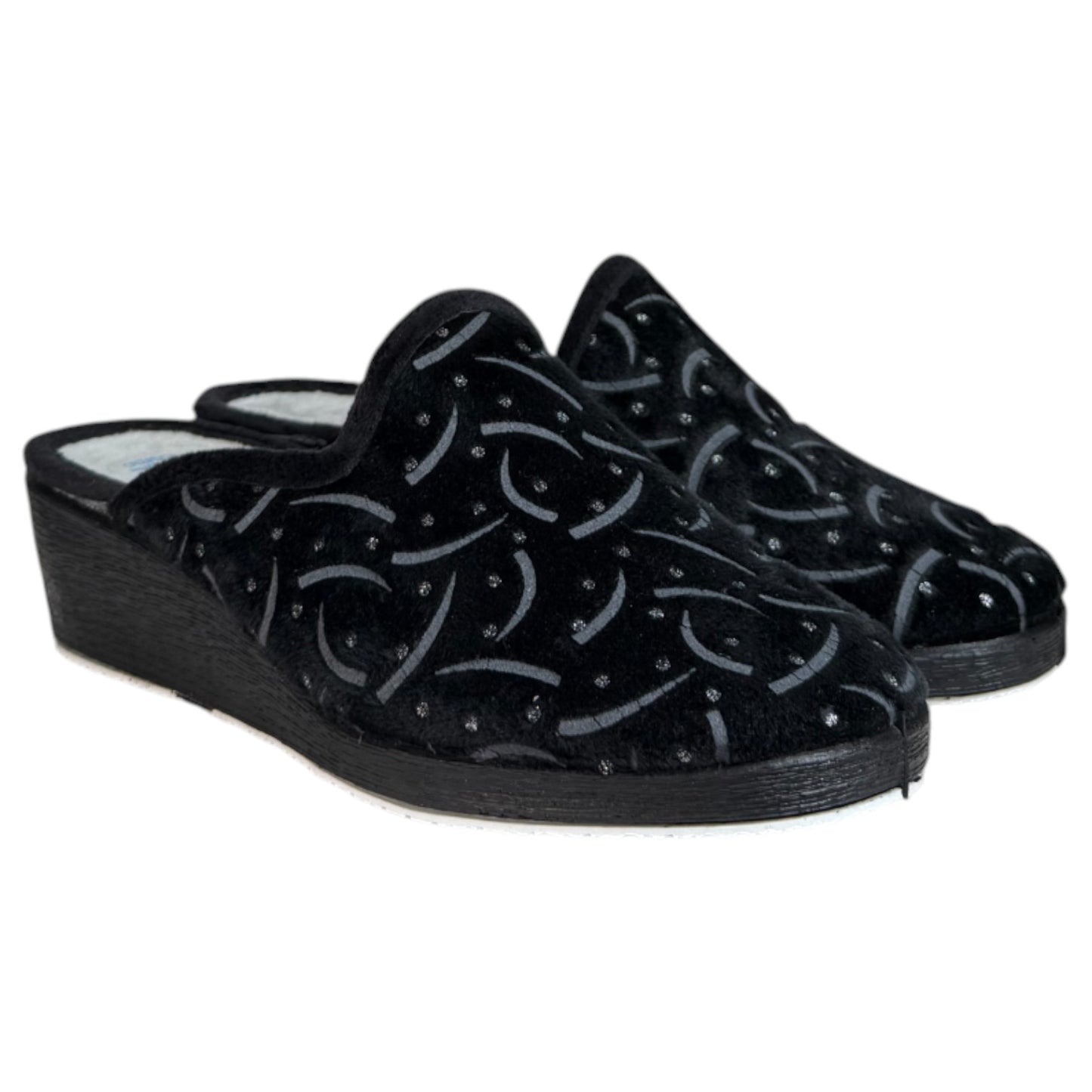 Zapatillas de Casa Natalia Gil Cuña Estampado 2405 Negro - imagen 3