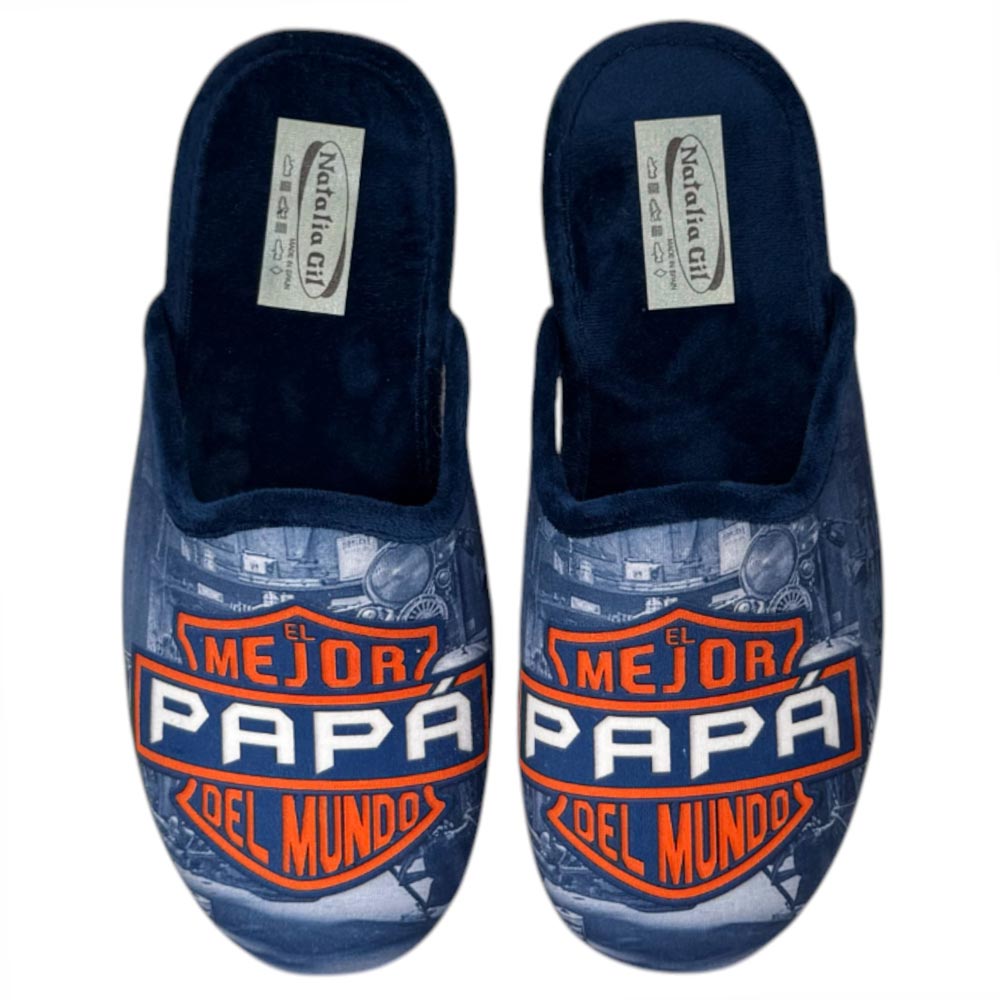 Zapatillas de Casa Natalia Gil El Mejor Papá del Mundo 6087 Marino - imagen 1