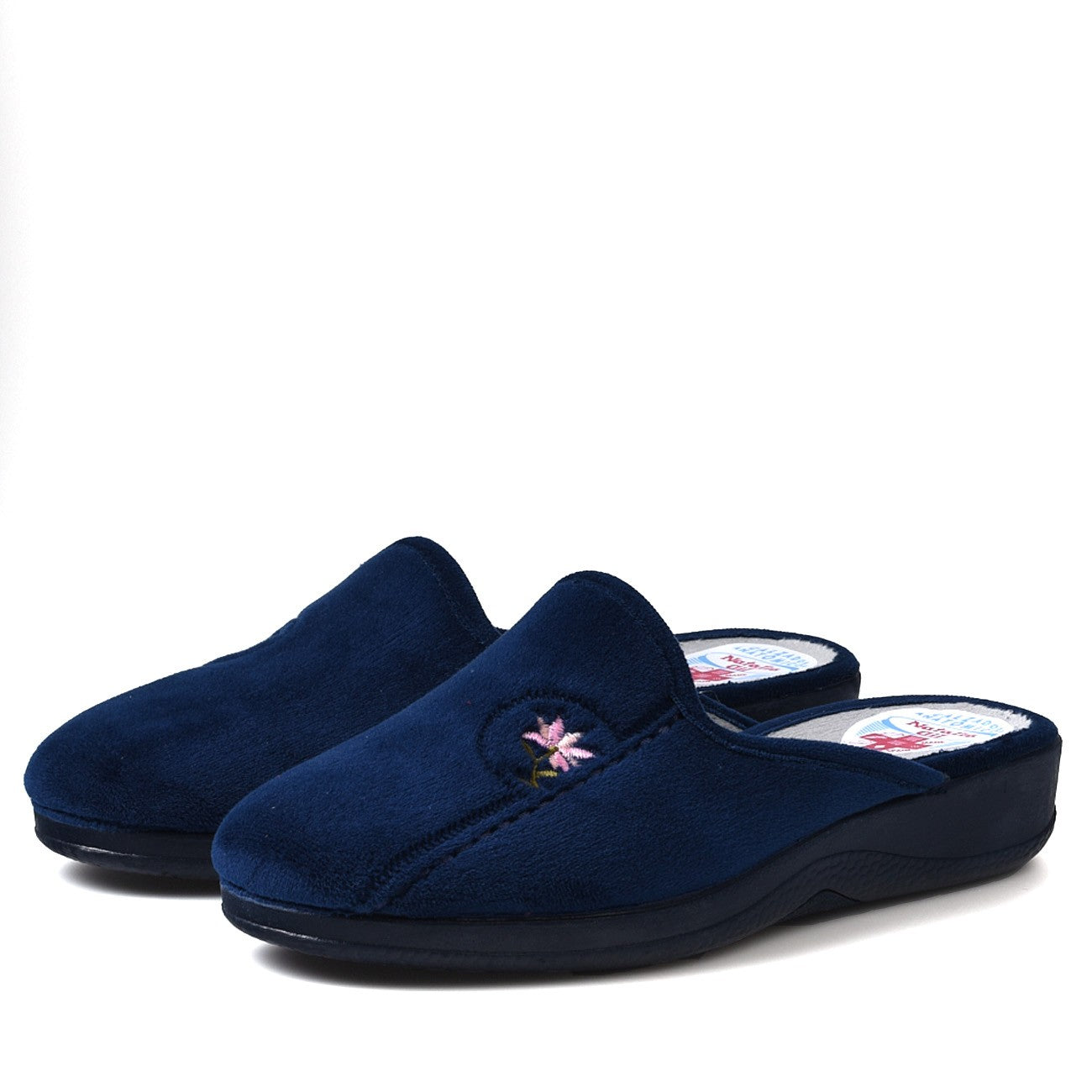 Zapatillas de Casa Natalia Gil Flor Bordada 102 Marino - imagen 4