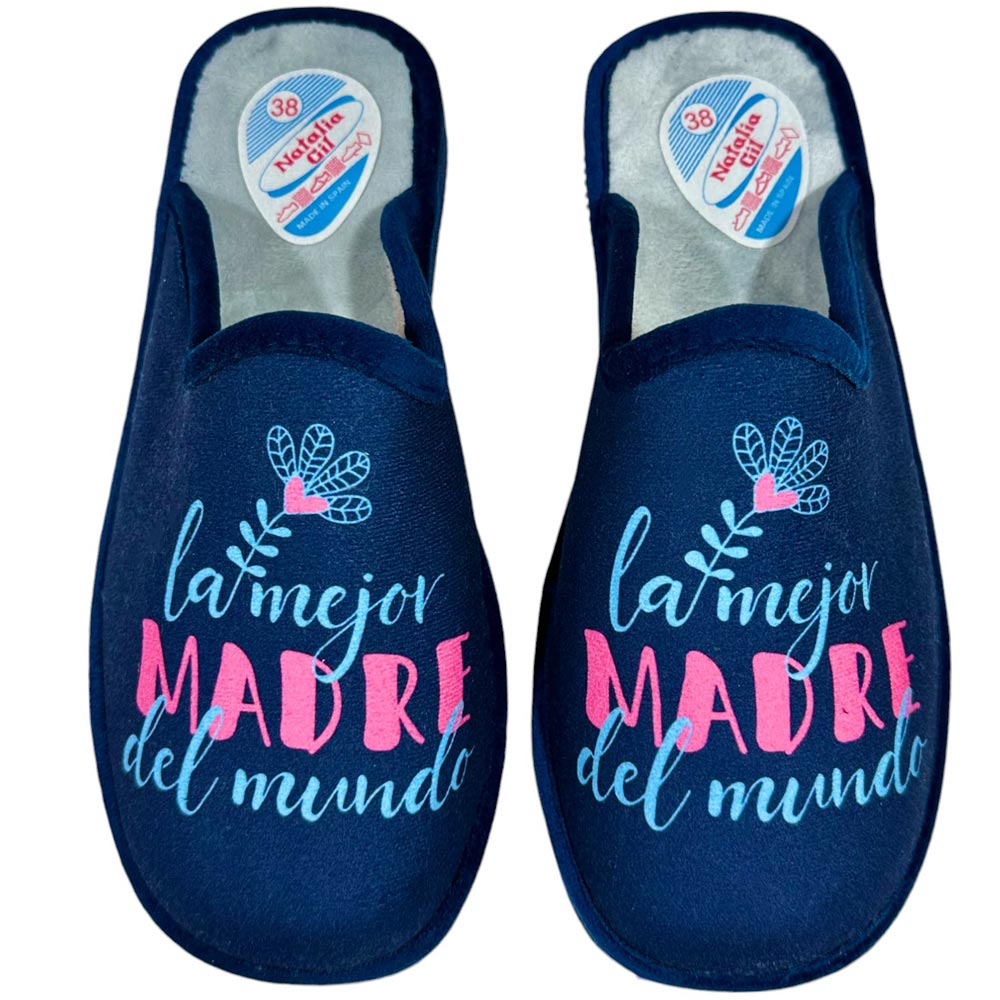 Zapatillas de Casa Natalia Gil La Mejor Madre del Mundo 614 Marino - imagen 1