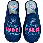 Zapatillas de Casa Natalia Gil La Mejor Madre del Mundo 614 Marino