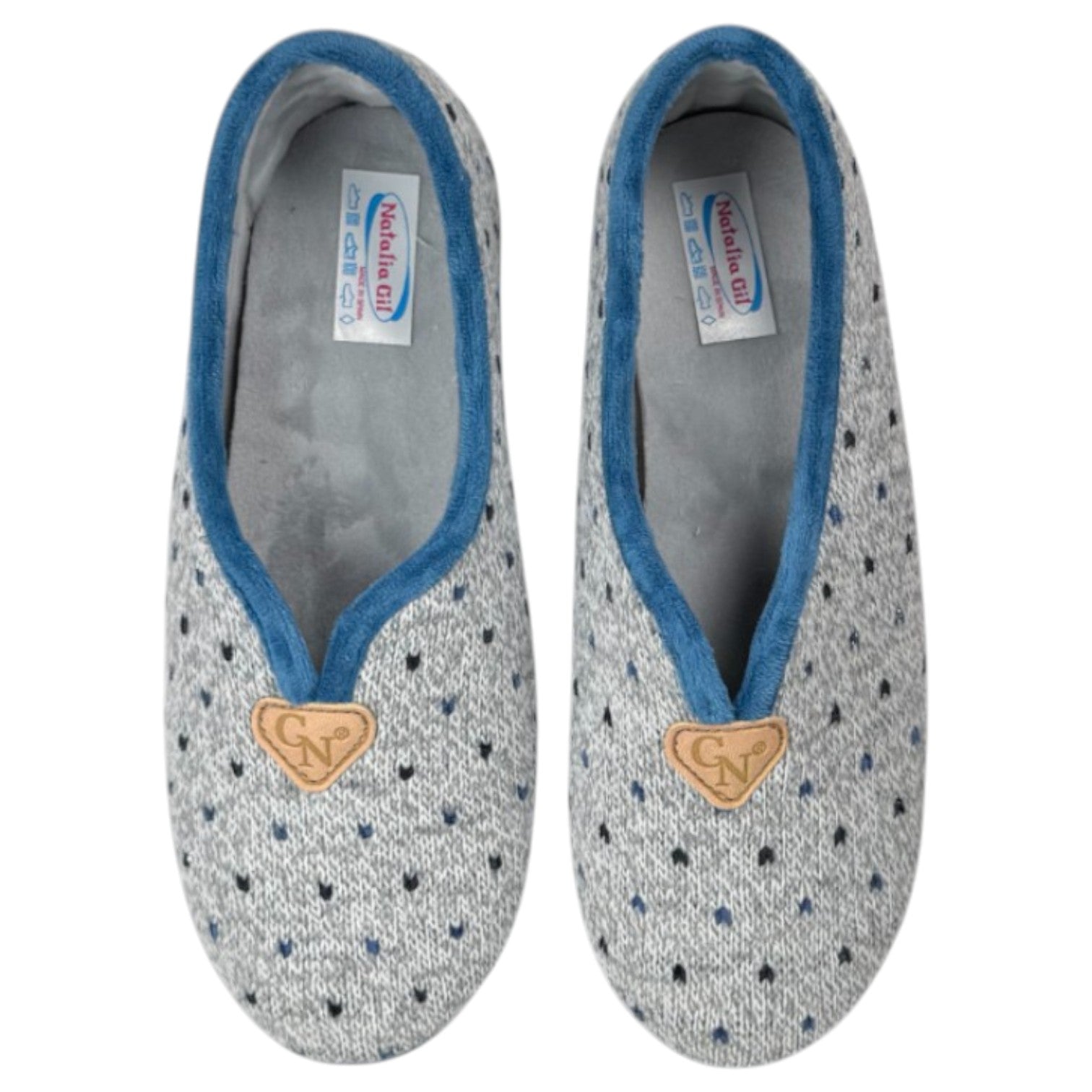 Zapatillas de Casa Natalia Gil Lana Puntitos 590 Jeans - imagen 1