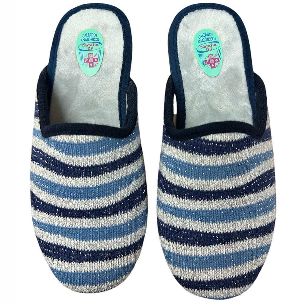 Zapatillas de Casa Natalia Gil Ondas Brillo 5003 Marino - imagen 1