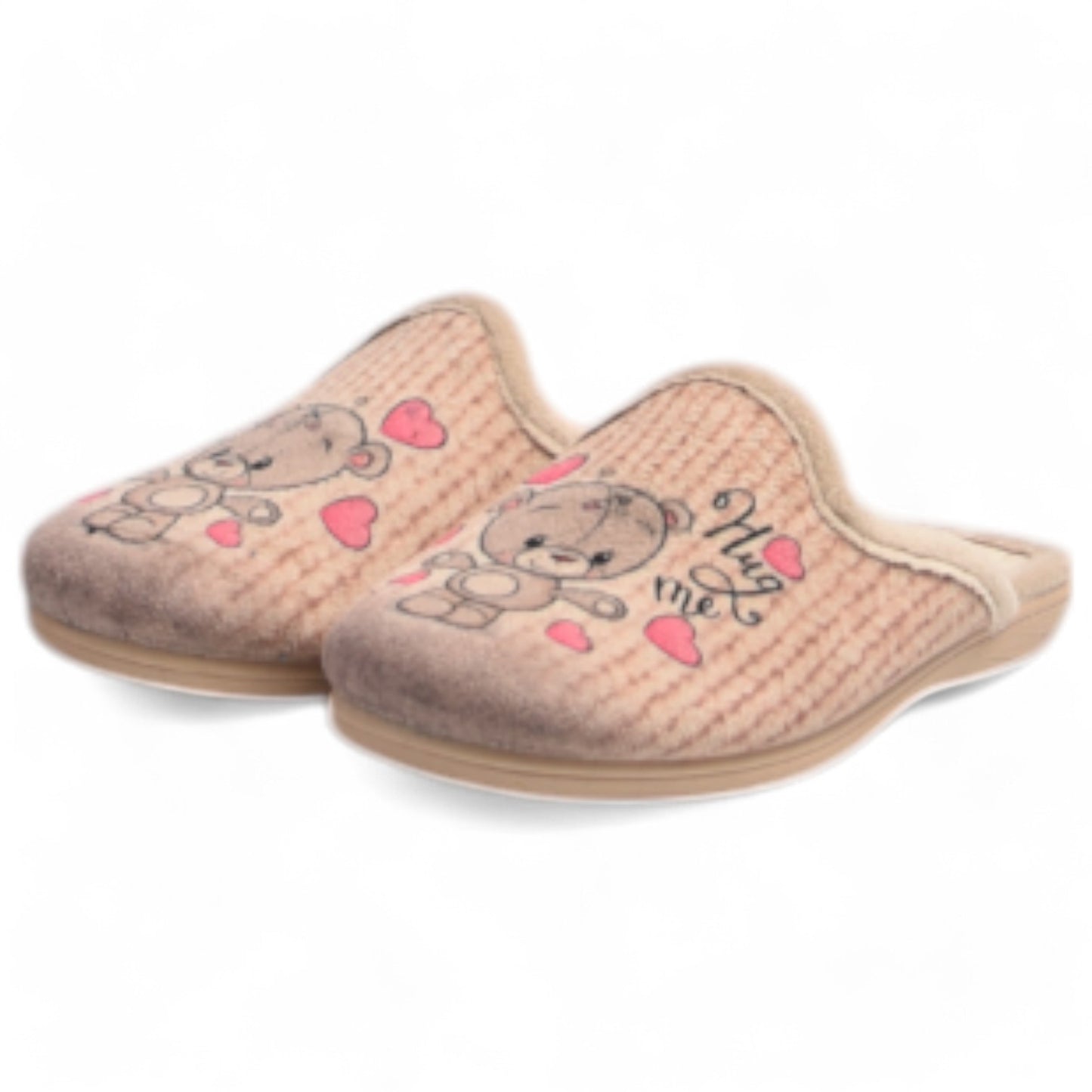 Zapatillas de Casa Natalia Gil Osito Corazones 7050 Beig - imagen 4