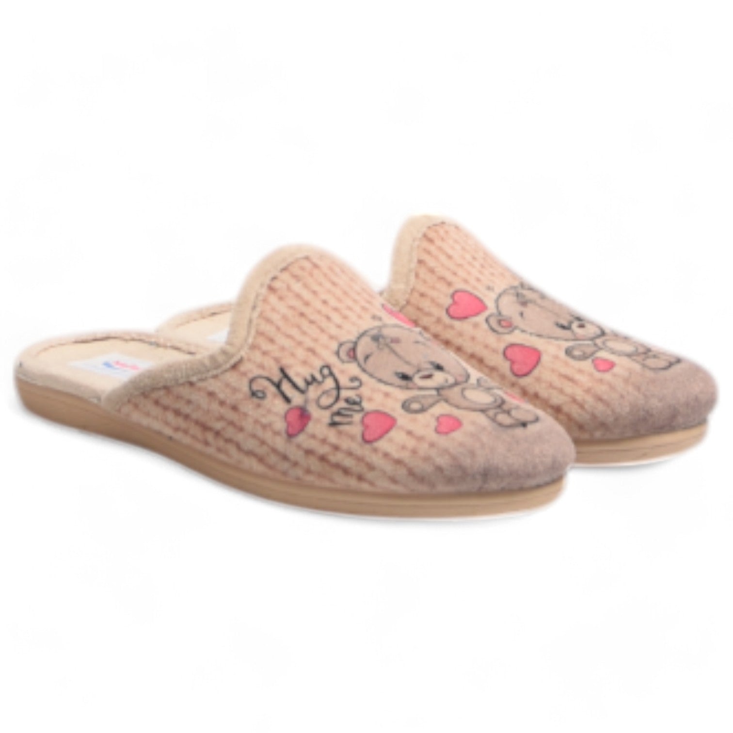 Zapatillas de Casa Natalia Gil Osito Corazones 7050 Beig - imagen 3