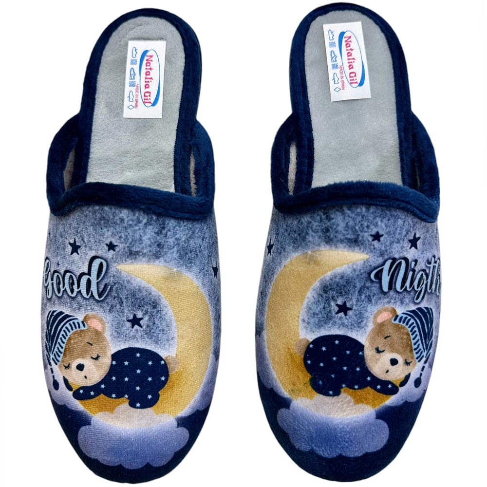 Zapatillas de Casa Natalia Gil Osito Good Night 156 Marino - imagen 1