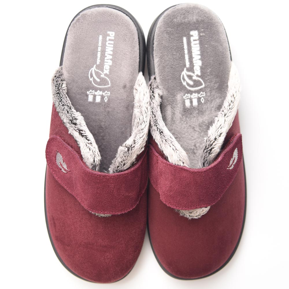 Zapatillas de Casa Plumaflex Abierta Velcro 14113 Burdeos - imagen 1
