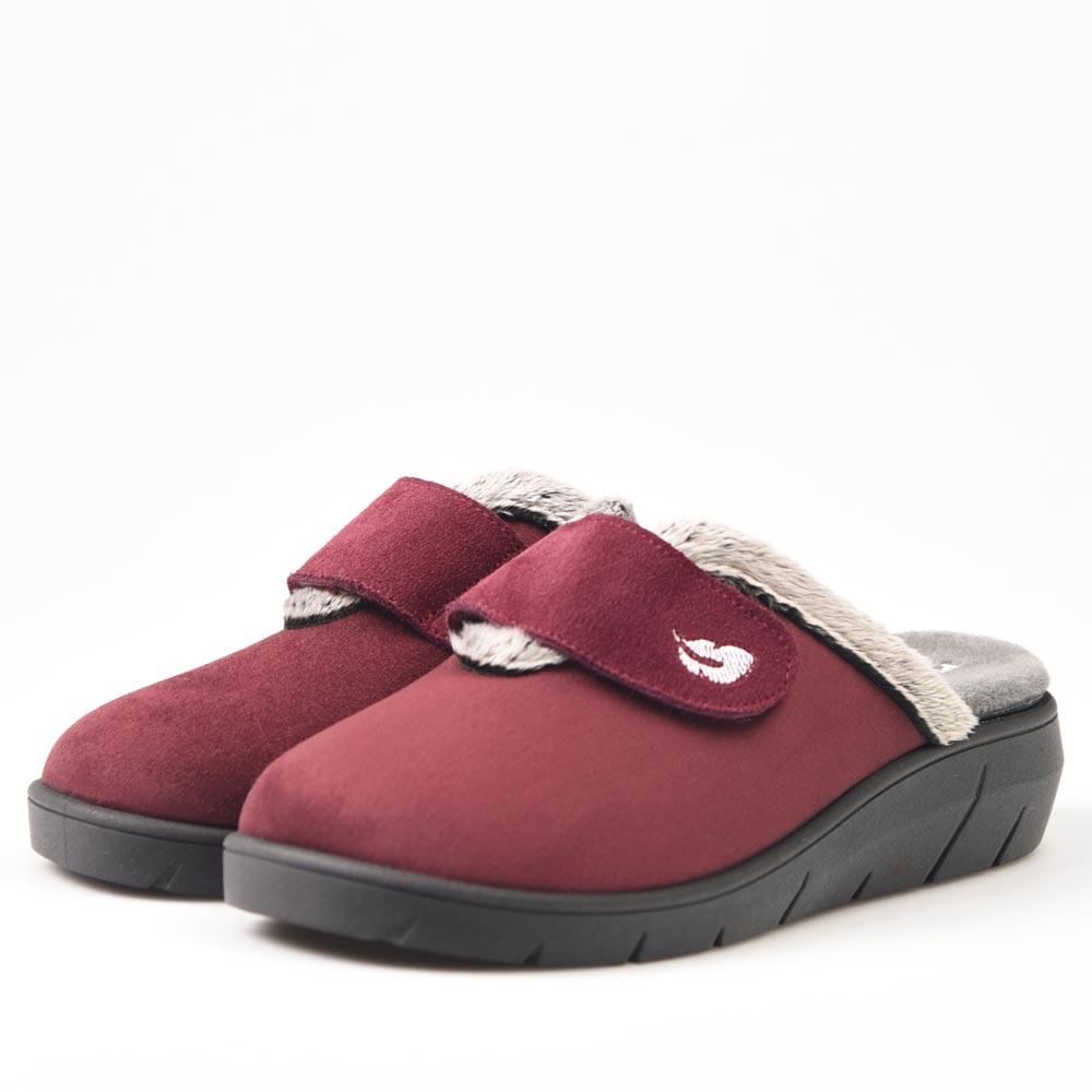 Zapatillas de Casa Plumaflex Abierta Velcro 14113 Burdeos - imagen 4