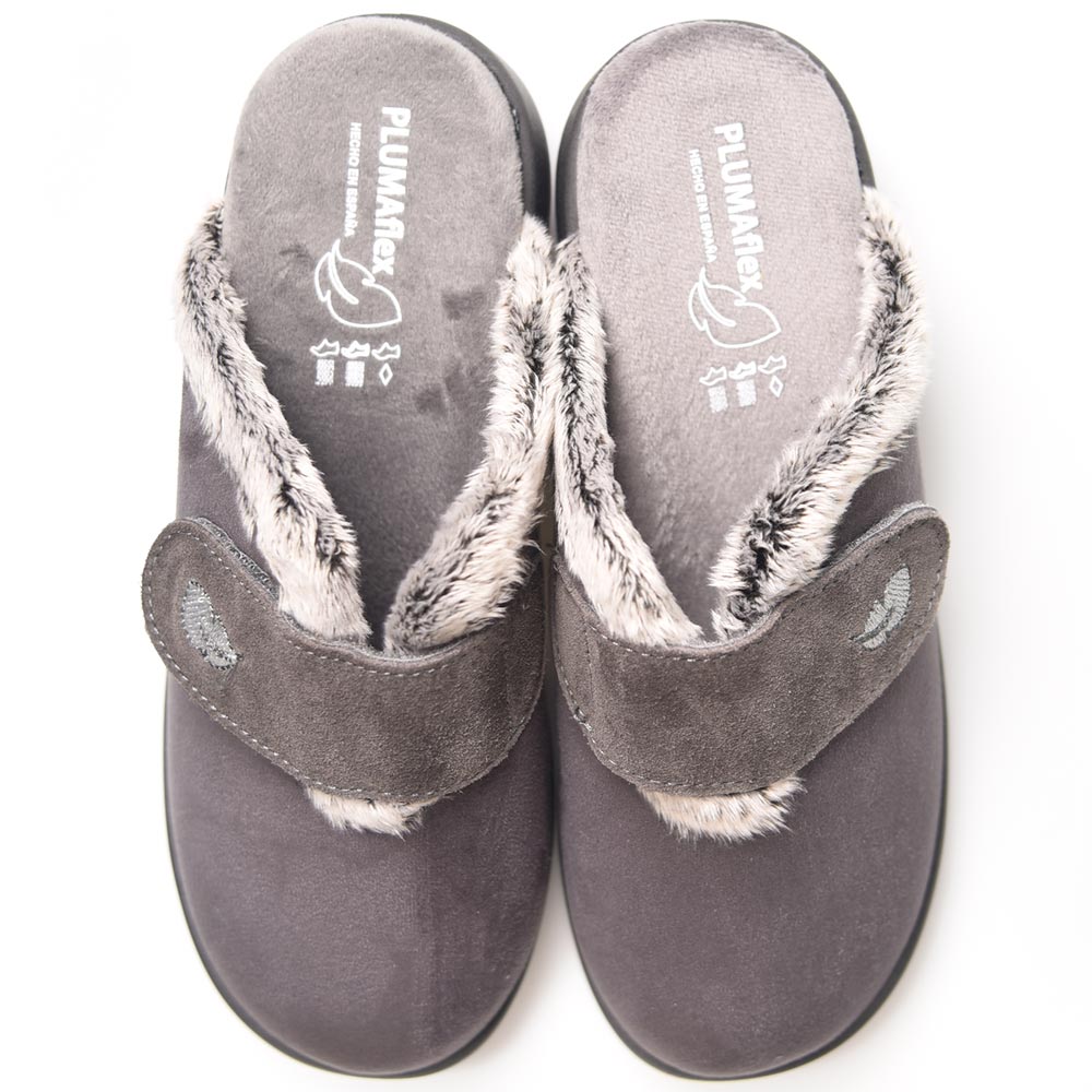 Zapatillas de Casa Plumaflex Abierta Velcro 14113 Gris - imagen 1