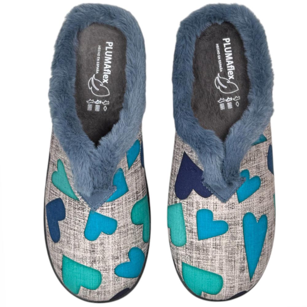 Zapatillas de Casa Plumaflex Corazones 12066 Azul - imagen 1