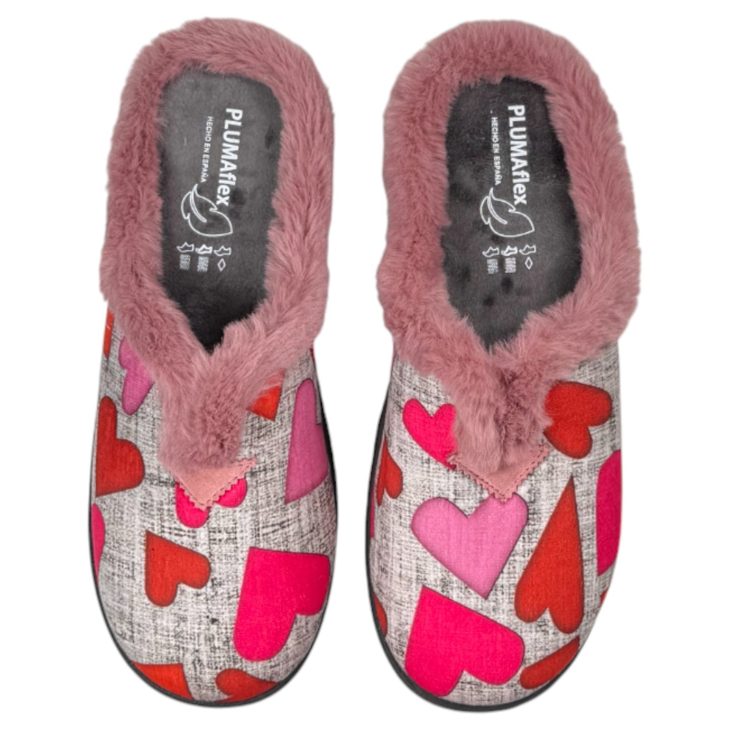 Zapatillas de Casa Plumaflex Corazones 12066 Rosa - imagen 1