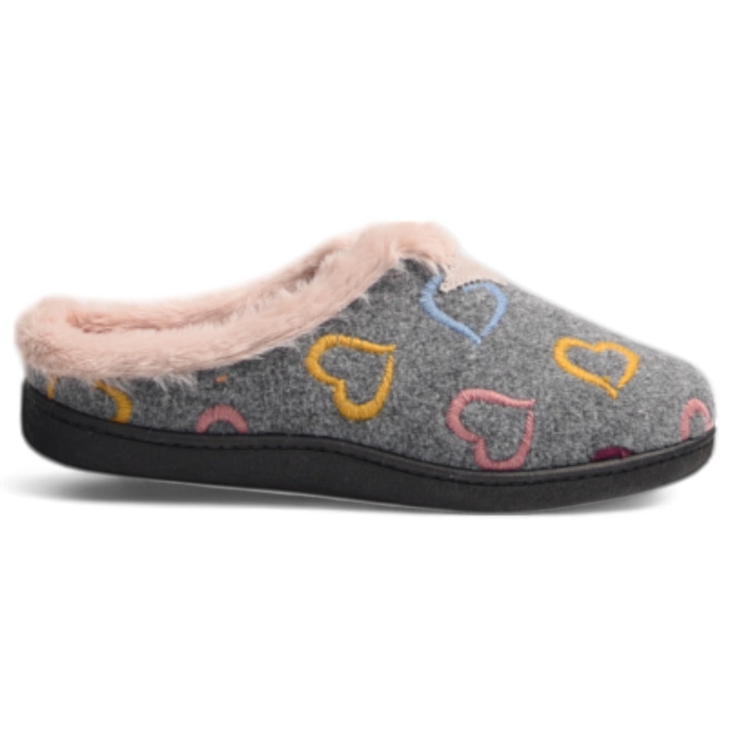 Zapatillas de Casa Plumaflex Corazones Bordados 12023 Gris - imagen 2