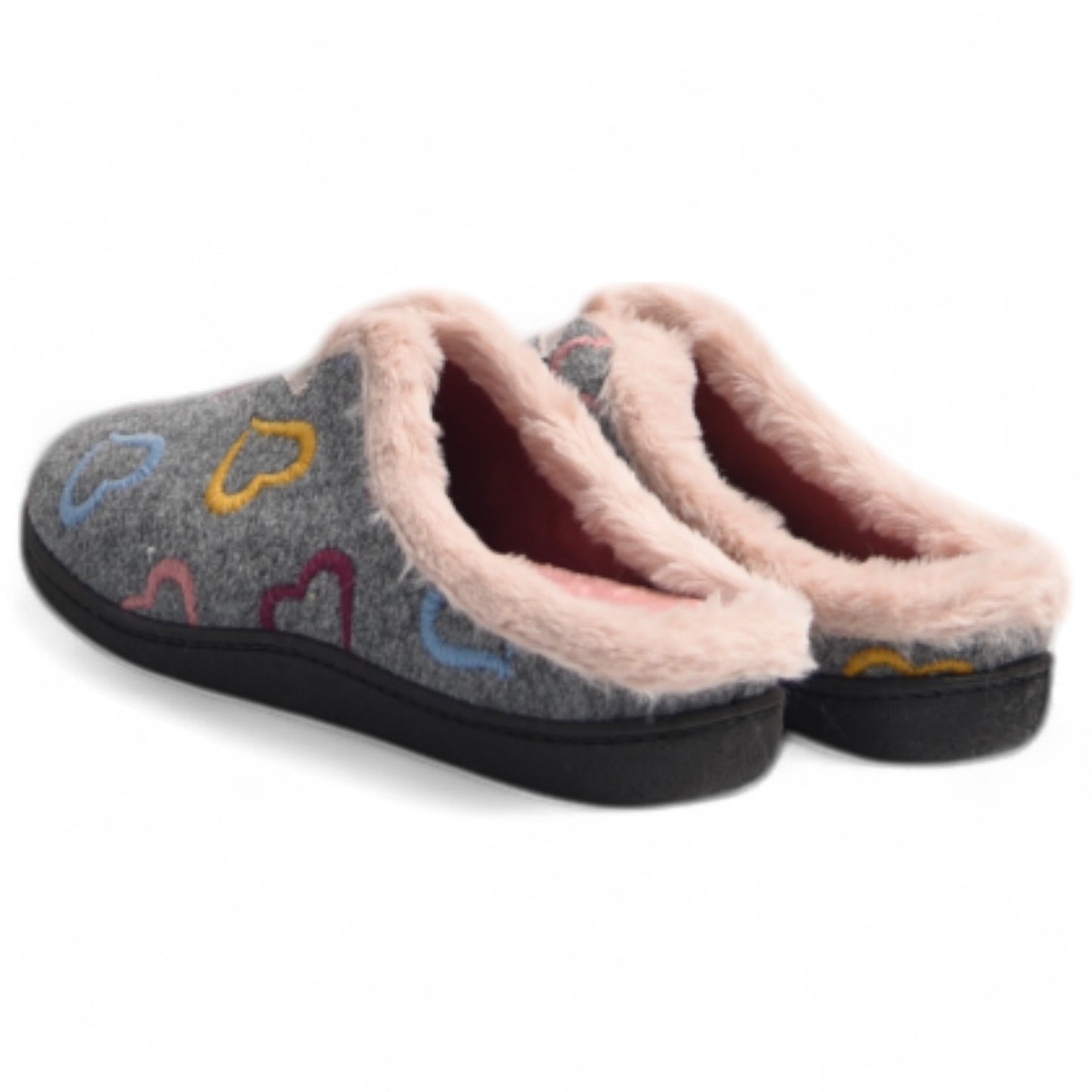Zapatillas de Casa Plumaflex Corazones Bordados 12023 Gris - imagen 6