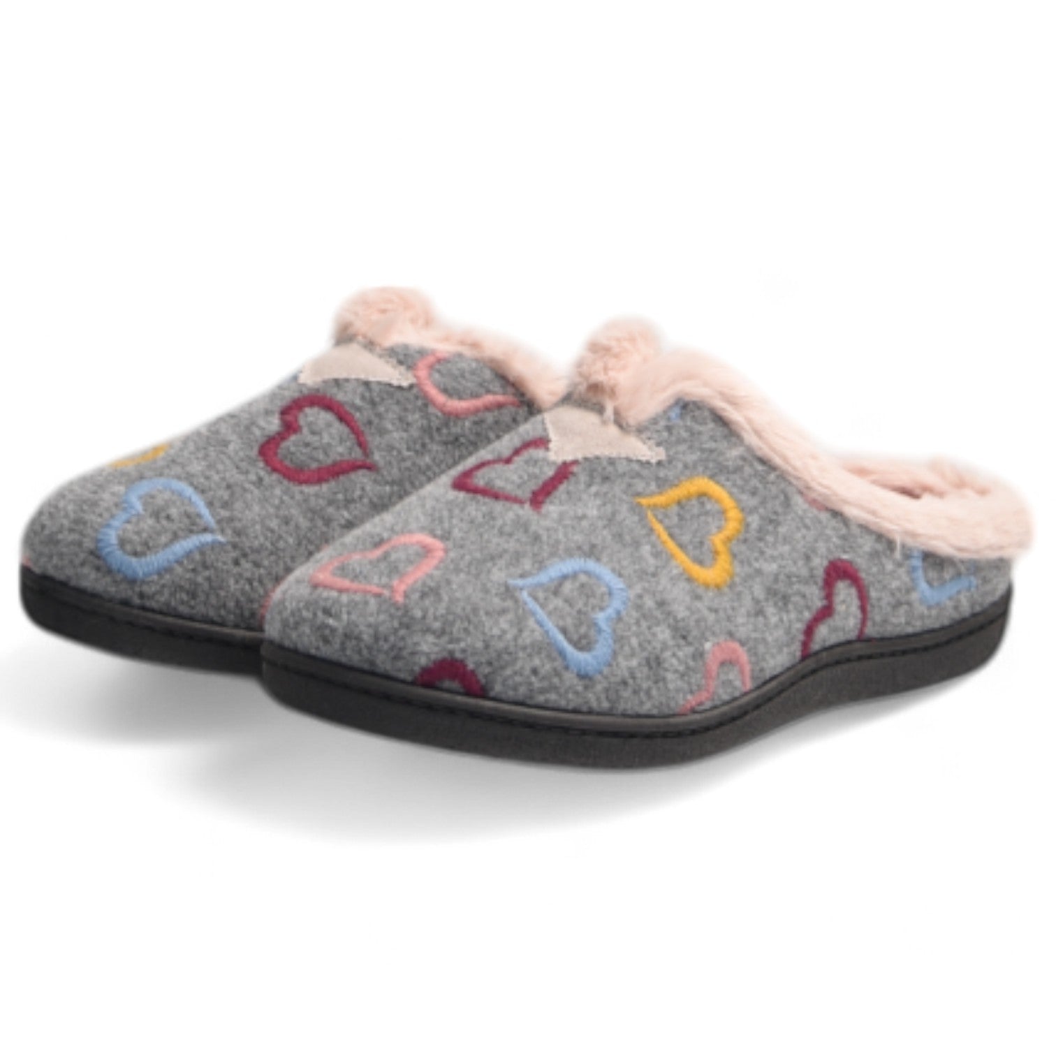 Zapatillas de Casa Plumaflex Corazones Bordados 12023 Gris - imagen 5