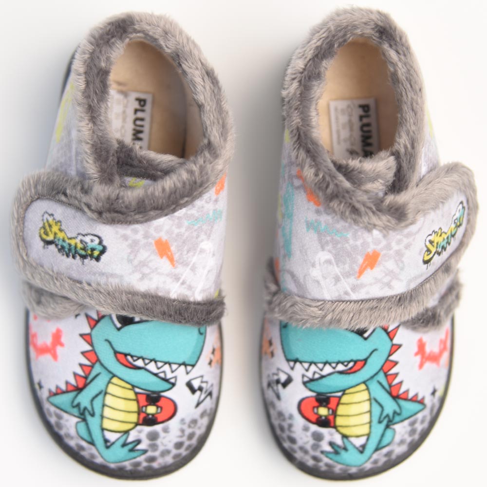 Zapatillas de Casa Plumaflex Dino 12003 Gris - imagen 1